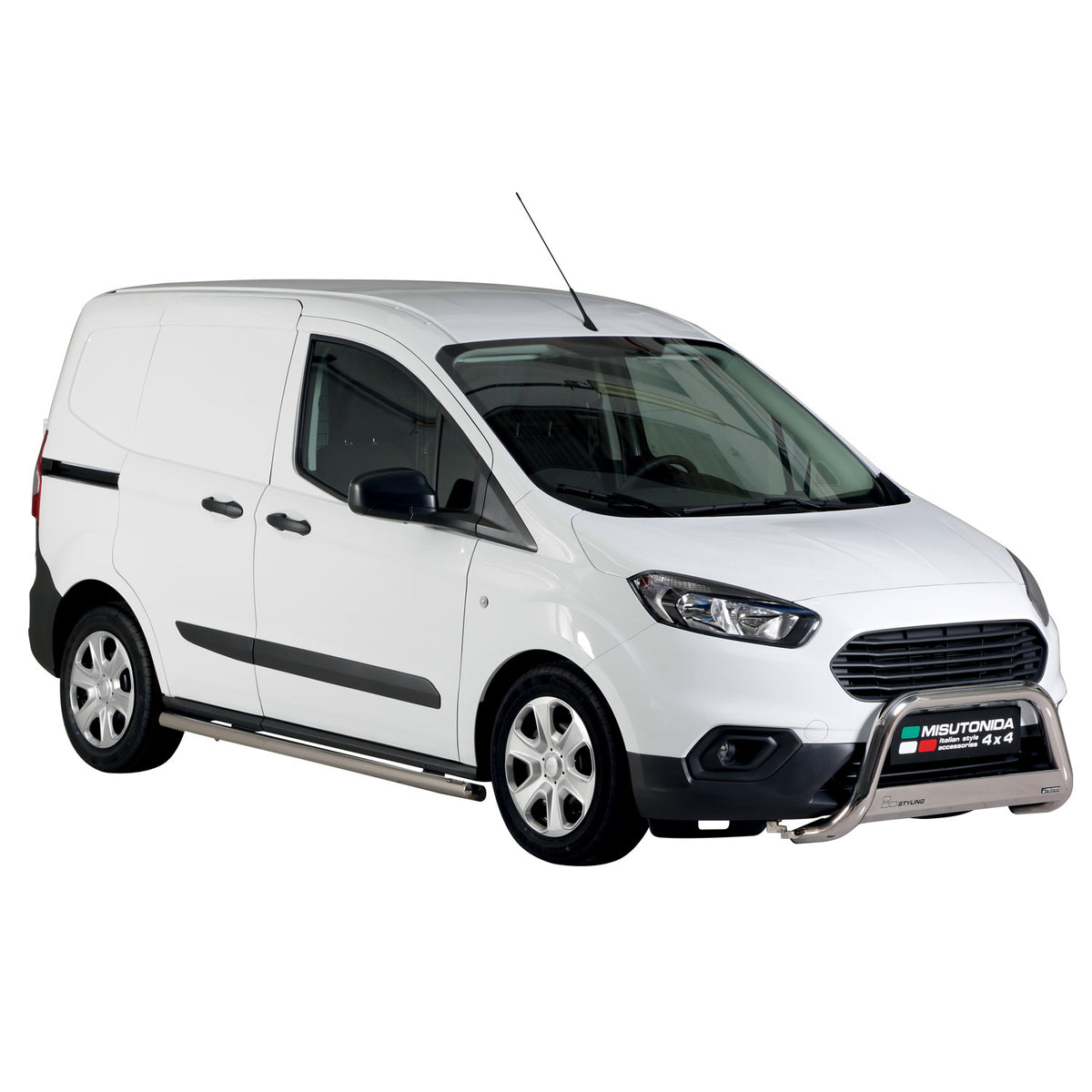Bull Barra Frontal para Ford Transit Courier 2018-2023 Plata Brillante Acero