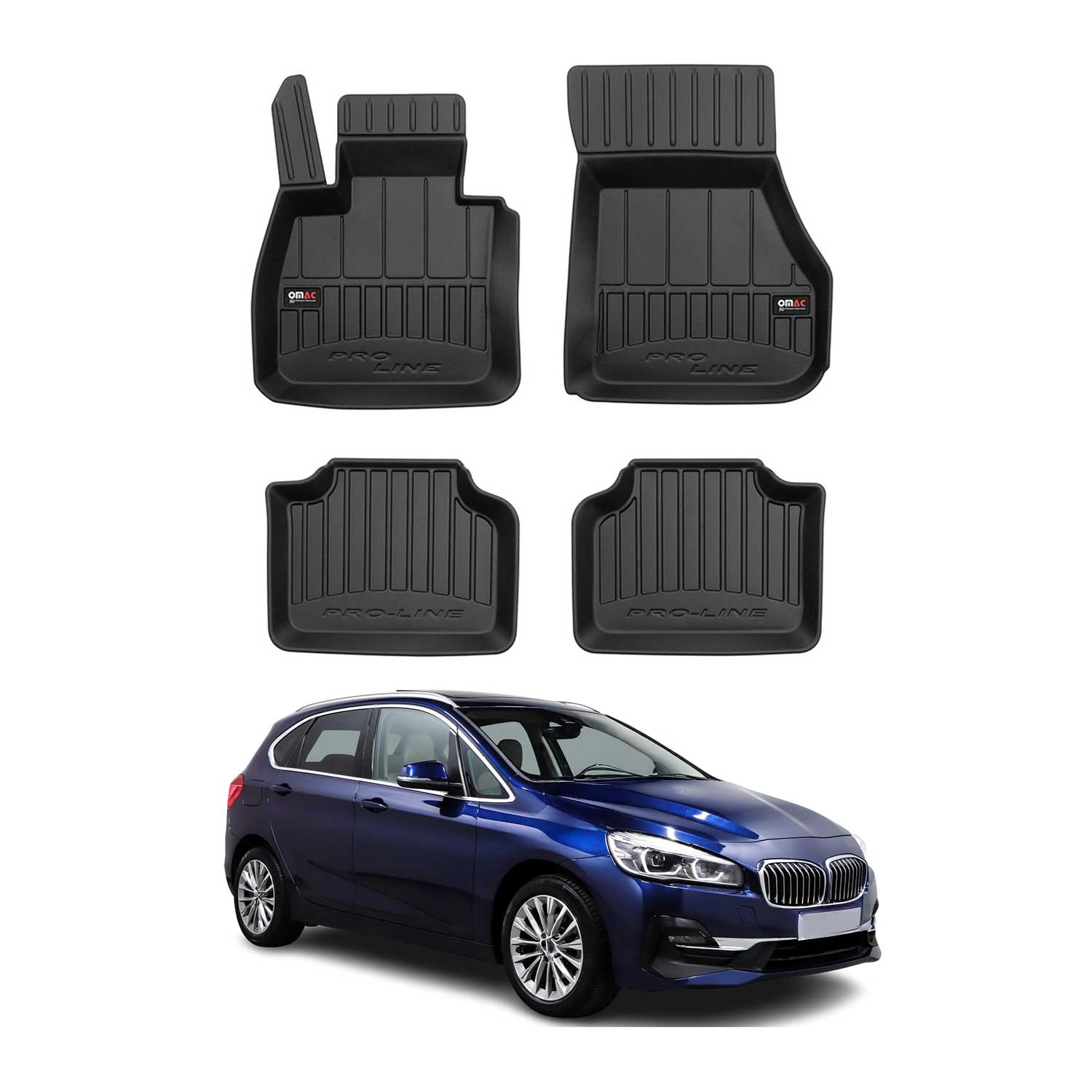 OMAC Premium Alfombrillas Coche para BMW 2 Active Tourer F45 2014-2021 TPE 4x