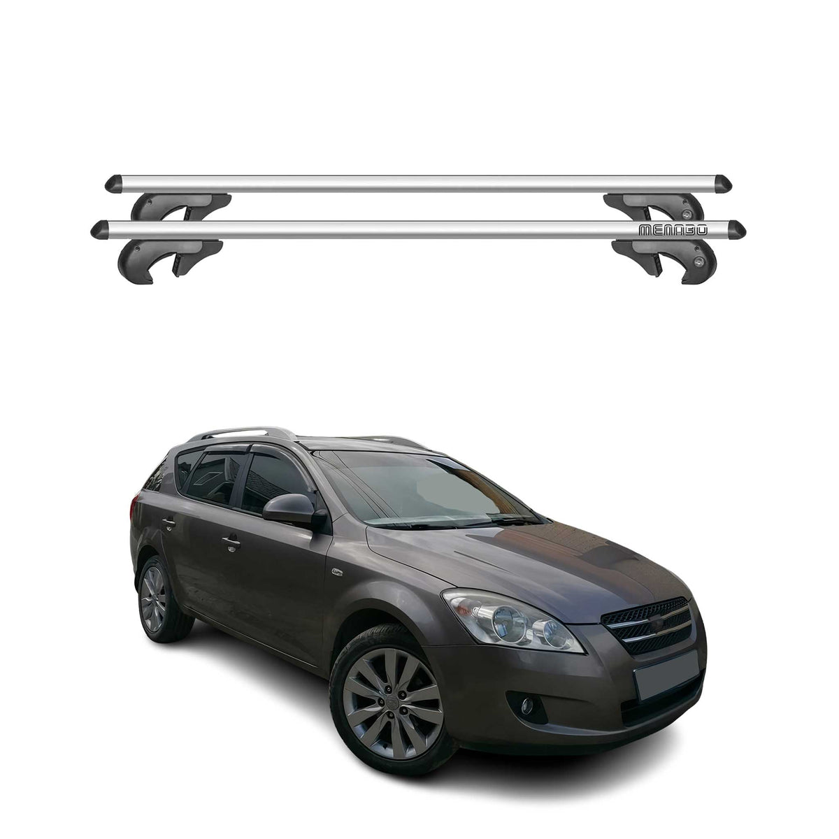 Menabo Barras de Techo Baca para Kia Ceed ED Familiar 2006-2012 Gris Aluminio 2x