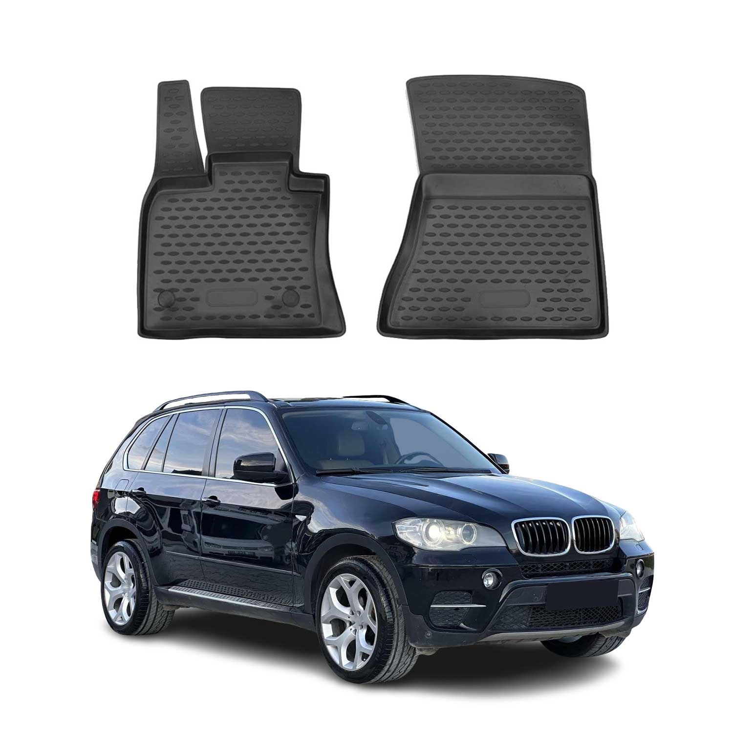 OMAC Alfombrillas De Coche para BMW X5 2006-2013 Negro Goma TPE 2Pza