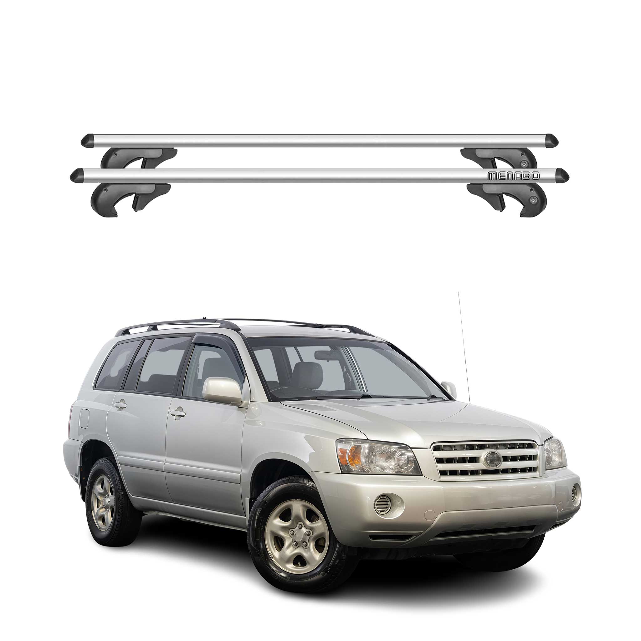 Menabo Barras de Techo Coche Barra para Toyota Highlander XU20 2000-2008 Gris
