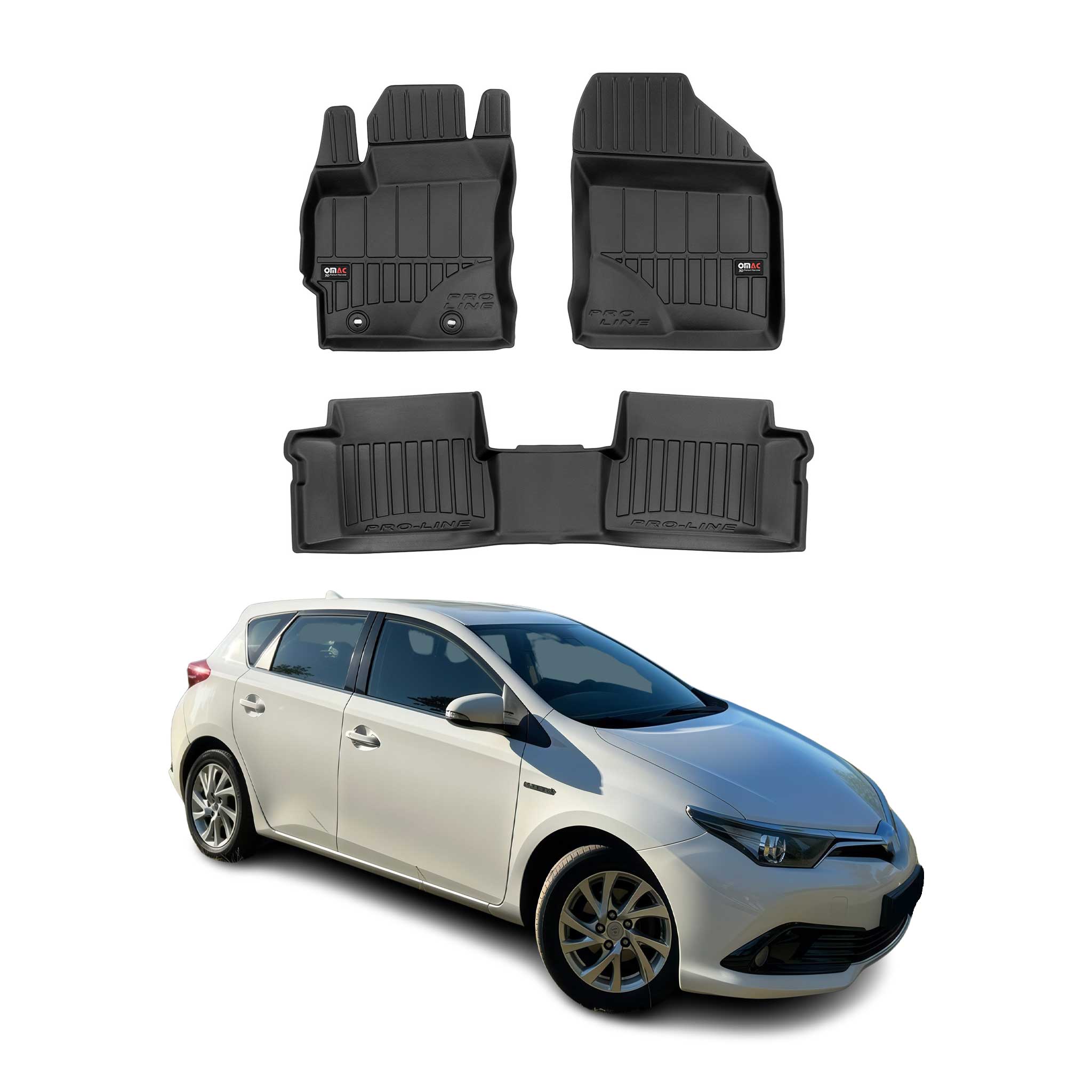 OMAC Premium Alfombrillas De Coche para Toyota Auris Hybrid 2012-2018 Goma 3x