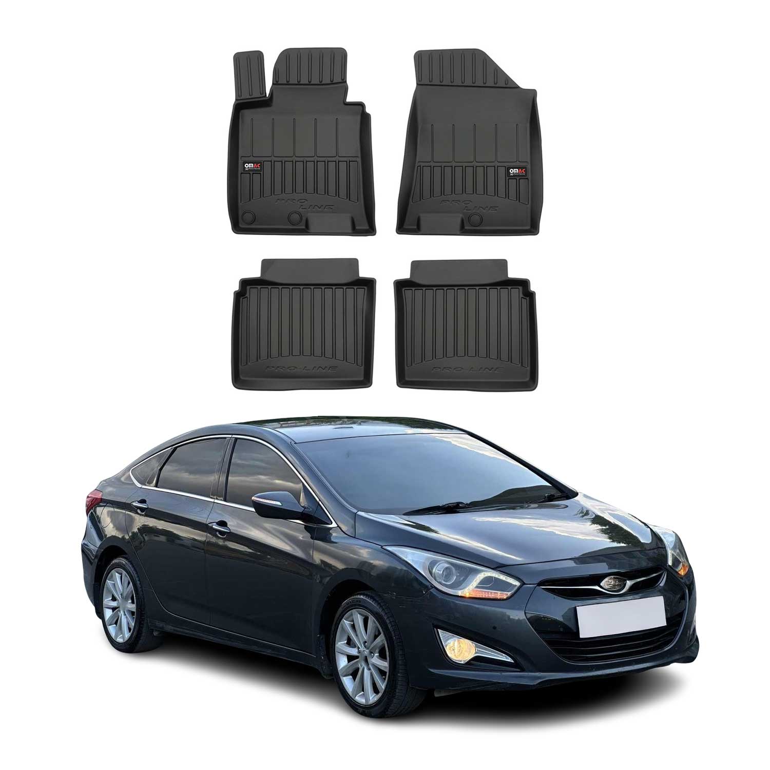 OMAC Premium Alfombrillas De Coche para Hyundai i40 2014-2019 Negro TPE Goma 4x