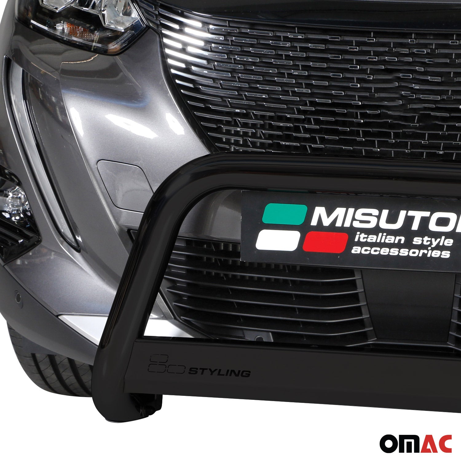 Bull Barra Frontal para Peugeot 2008 2020-2025 Negro Brillante Acero 1Pza