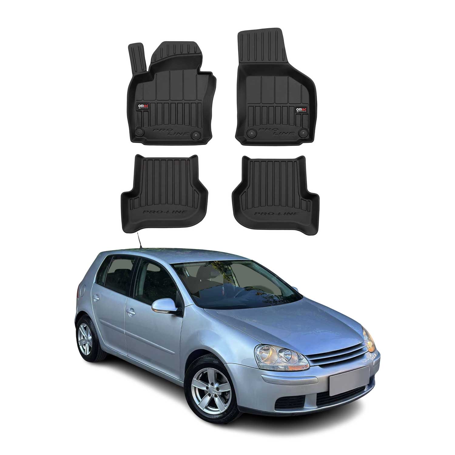 OMAC Premium Alfombrillas De Coche para VW Golf Mk5 Mk6 GTI 2003-2013 Goma 4x