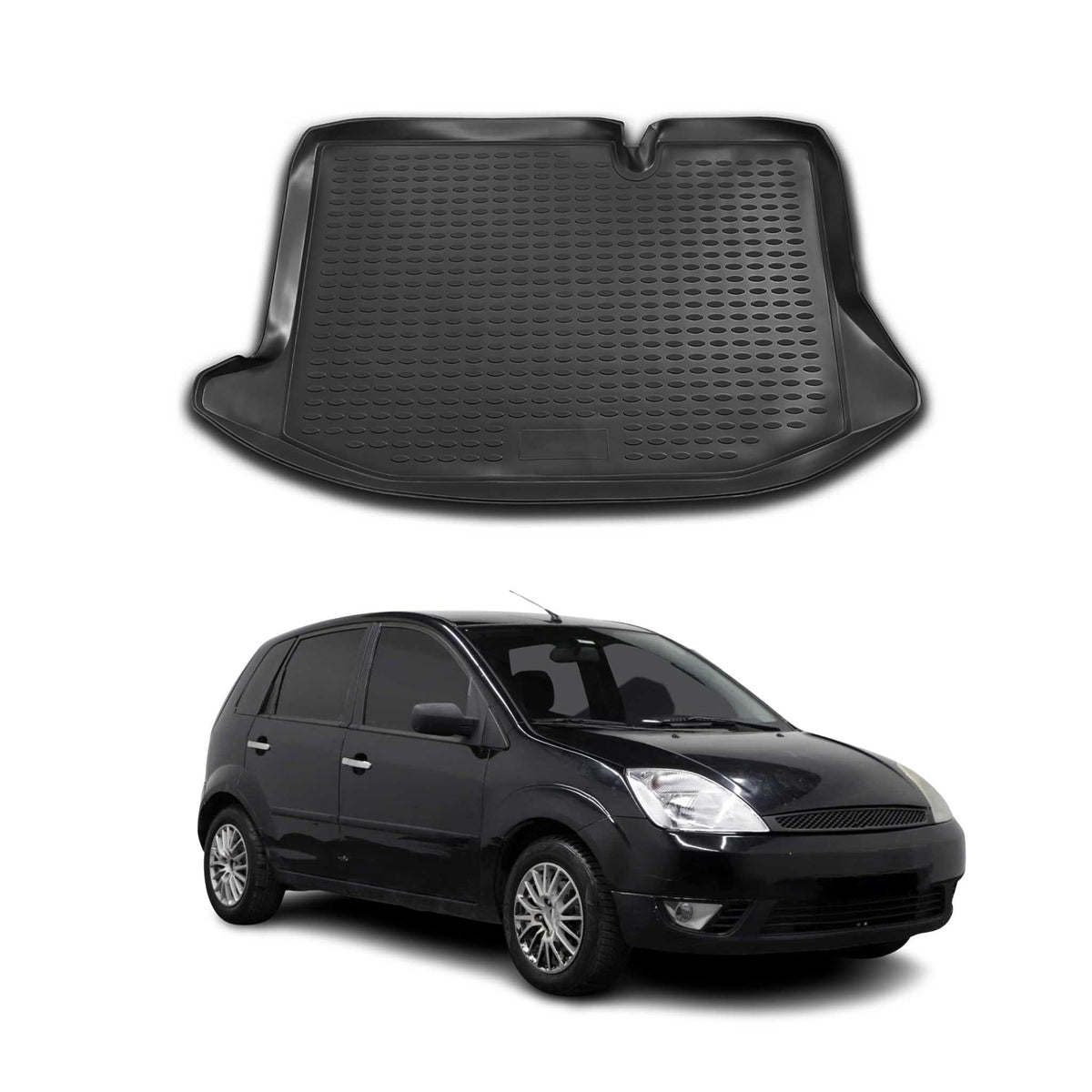 OMAC Bandeja Maletero Alfombrilla para Ford Fiesta 2001-2008 Negro Goma TPE 1Pza