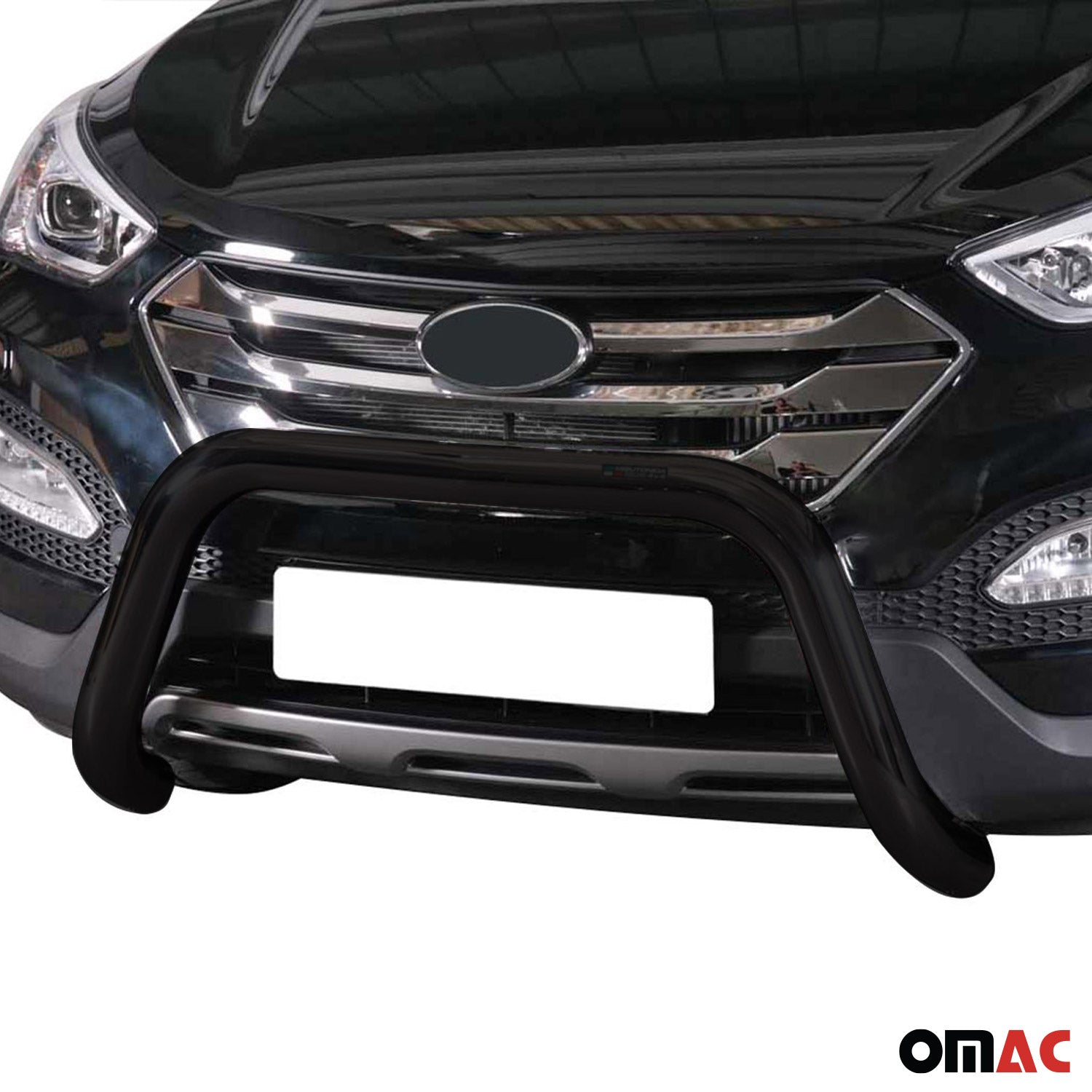 Bull Barra Frontal para Hyundai Santa Fe 2012-2015 Negro Brillante Acero 1Pza