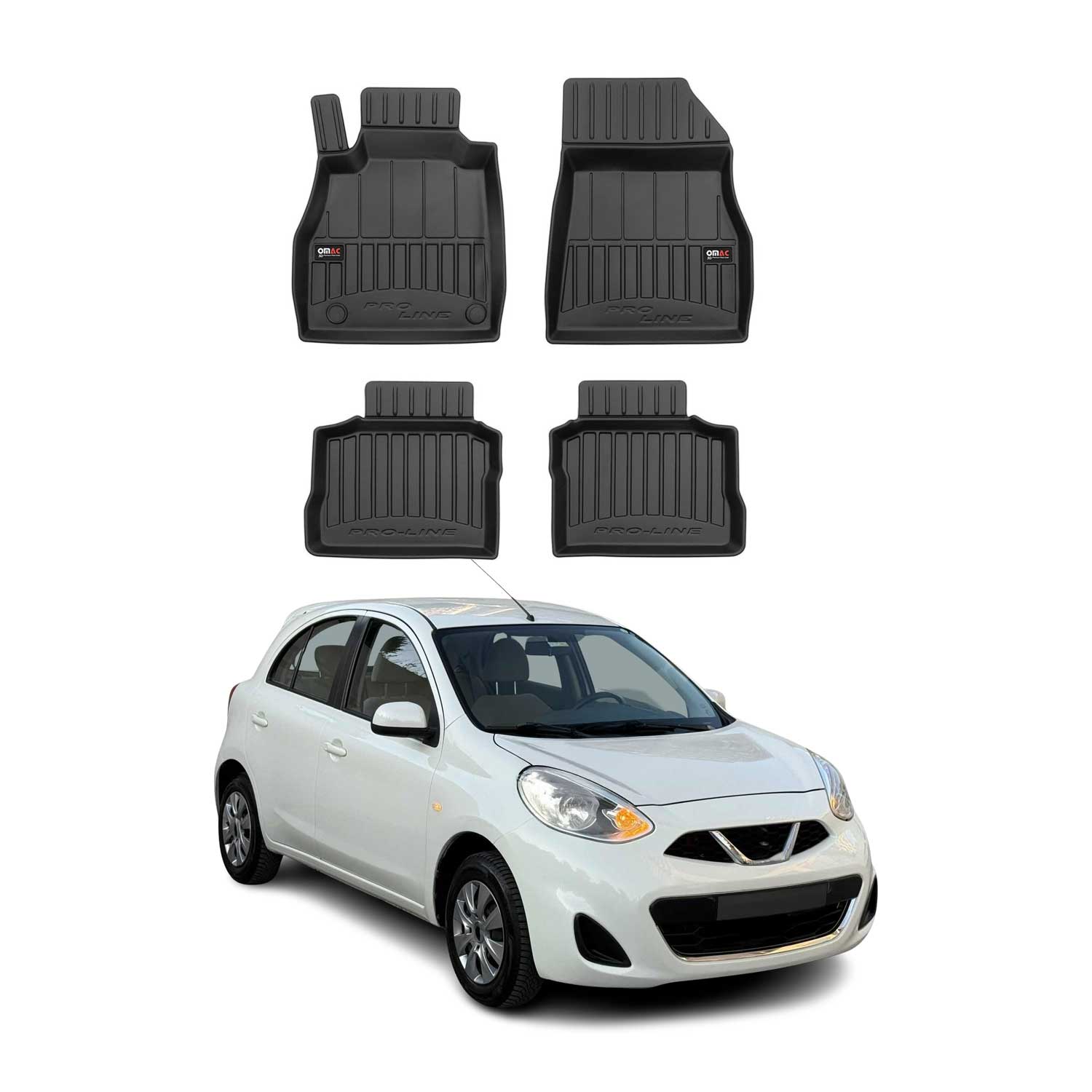 OMAC Premium Alfombrillas De Coche para Nissan Micra K14 2016-2025 TPE Goma 4x