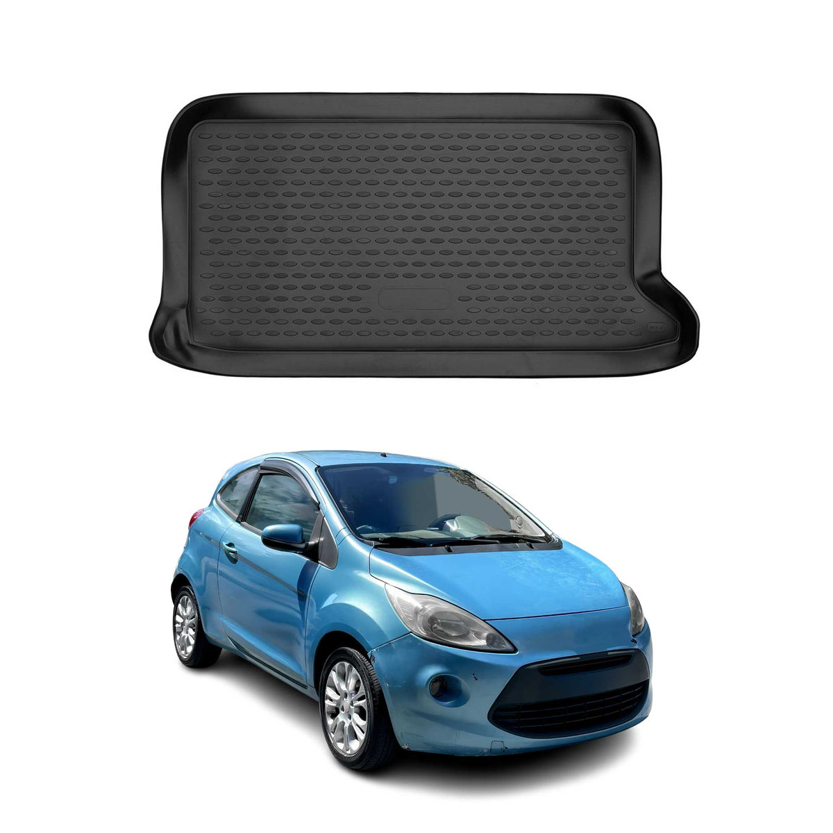 OMAC Bandeja Maletero Alfombrilla para Ford Ka 2009-2016 Negro Goma TPE 1Pza
