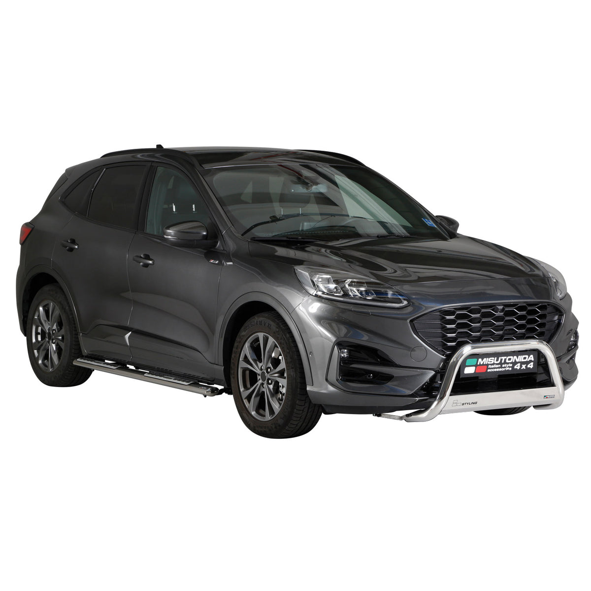 Bull Barra Frontal para Ford Kuga 2020-2025 Plata Brillante Acero 1Pza