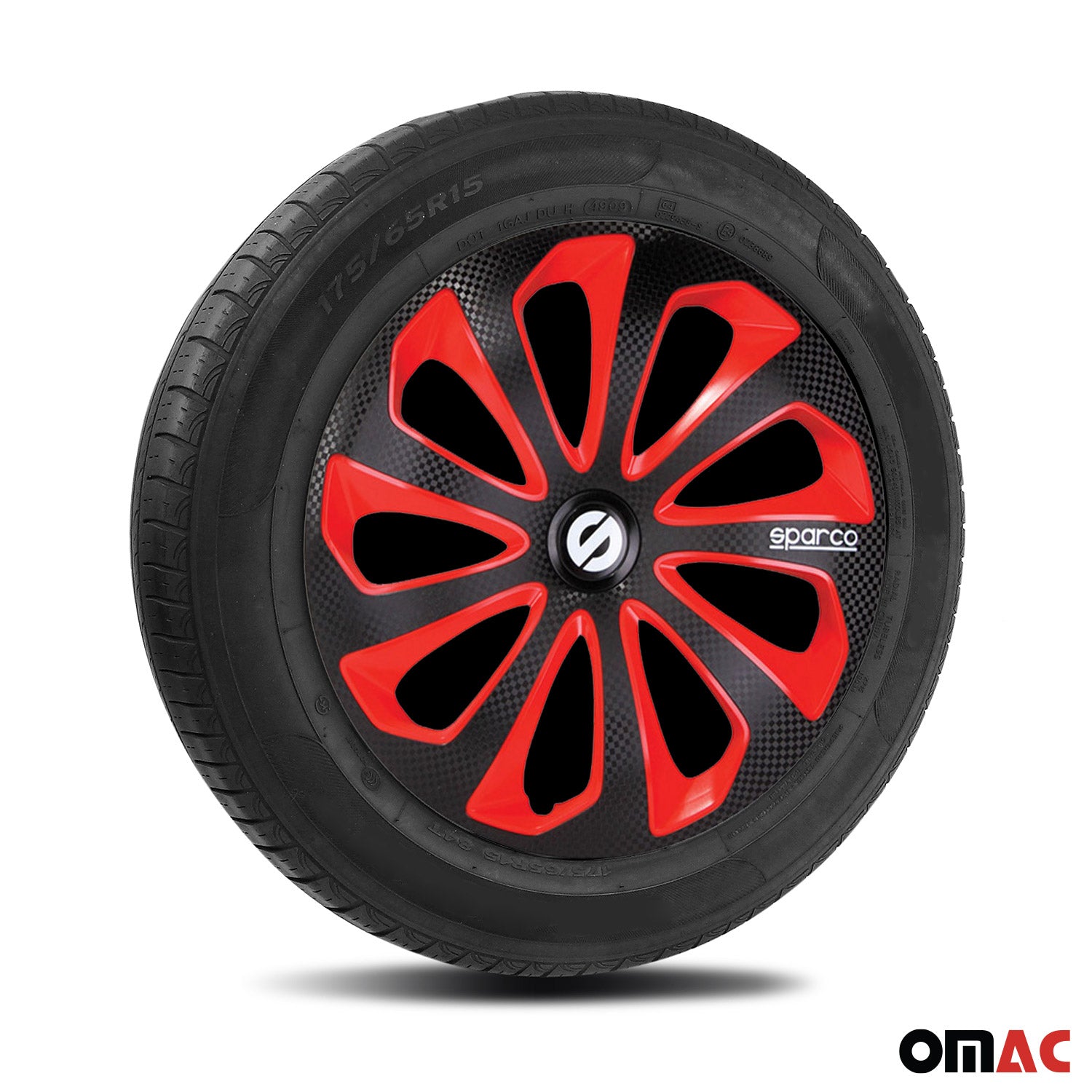 Sparco Tapacubos 14 Pulgadas Universal Negro Rojo Carbono ABS Plástico