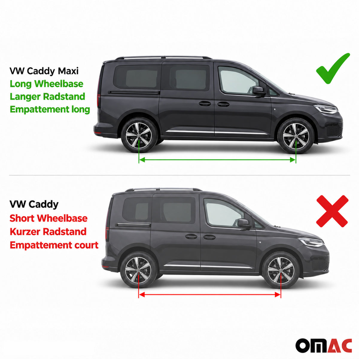 Rieles&Barras de Techo Coche para VW Caddy Maxi 2003-2015 Largo Plata Alu 4Pza