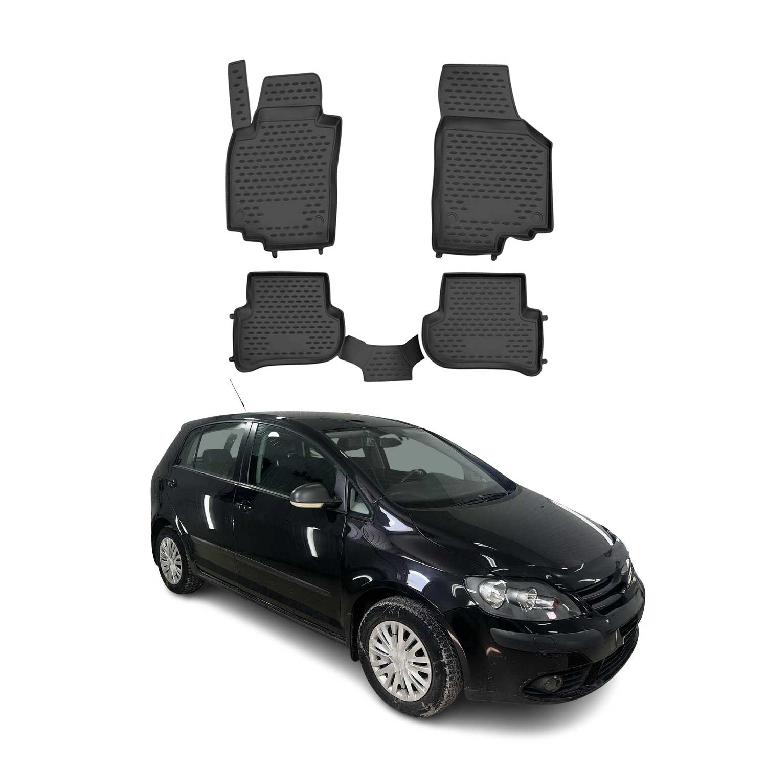 OMAC Alfombrillas De Coche para VW Golf Plus 2005-2014 Negro Goma TPE 4Pza