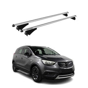 Menabo Barras de Techo Coche Baca para Opel Crossland X 2017-2020 Gris Alu 2Pza