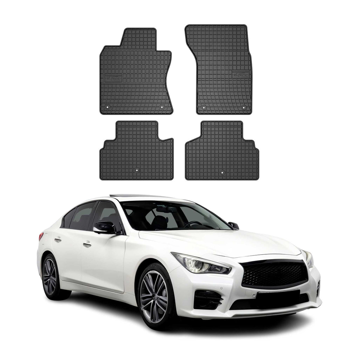 OMAC Alfombrillas De Coche para Infiniti Q50 2013-2025 Negro Goma 4Pza