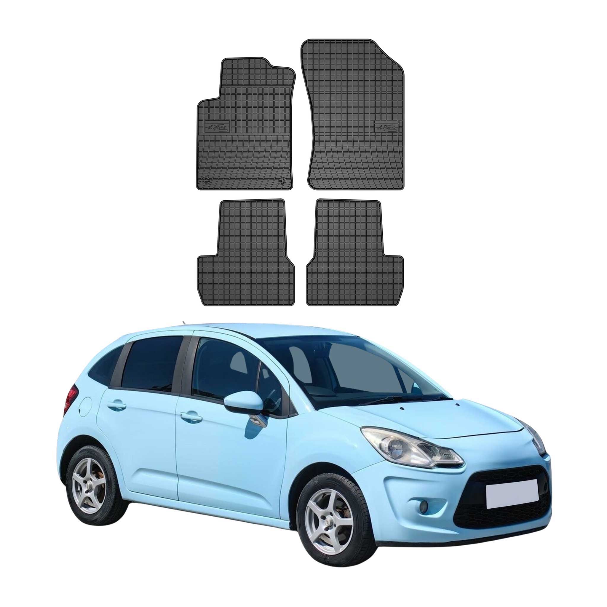 OMAC Alfombrillas De Coche para Citroen C3 2009-2016 Negro Goma 4Pza