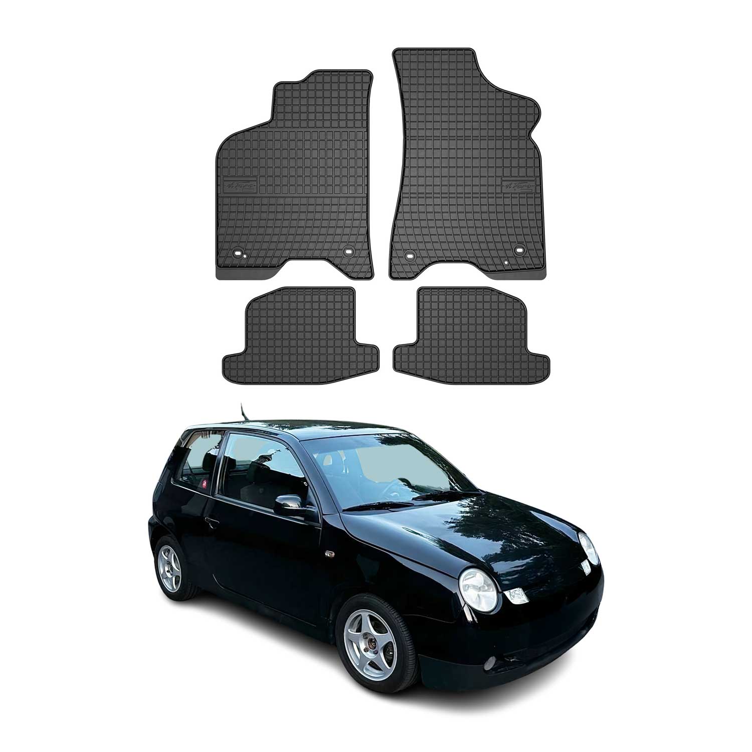 OMAC Alfombrillas De Coche para VW Lupo 1998-2005 Negro Goma TPE 4Pza