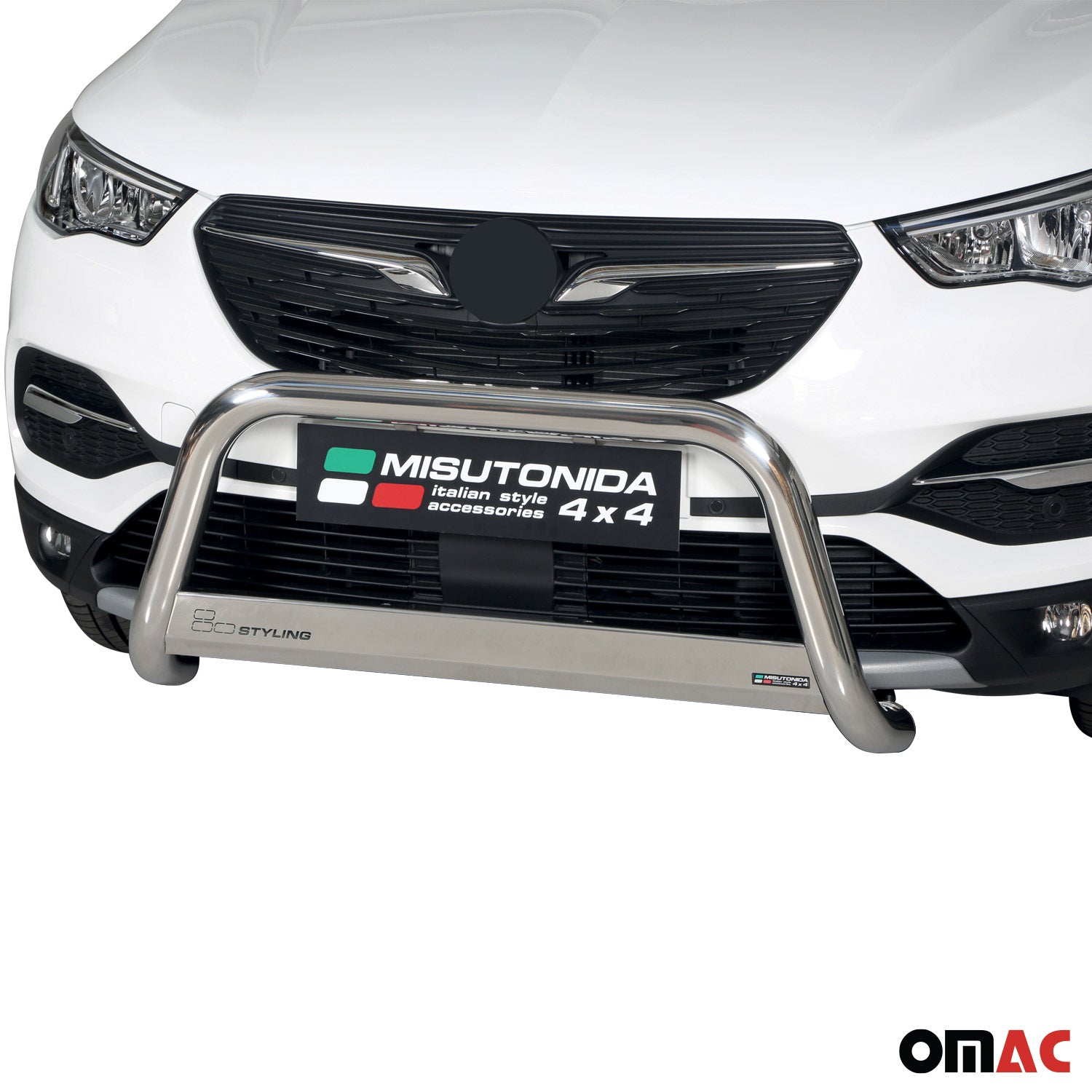 Bull Barra Frontal para Opel Grandland X Plata Brillante Acero 1Pza