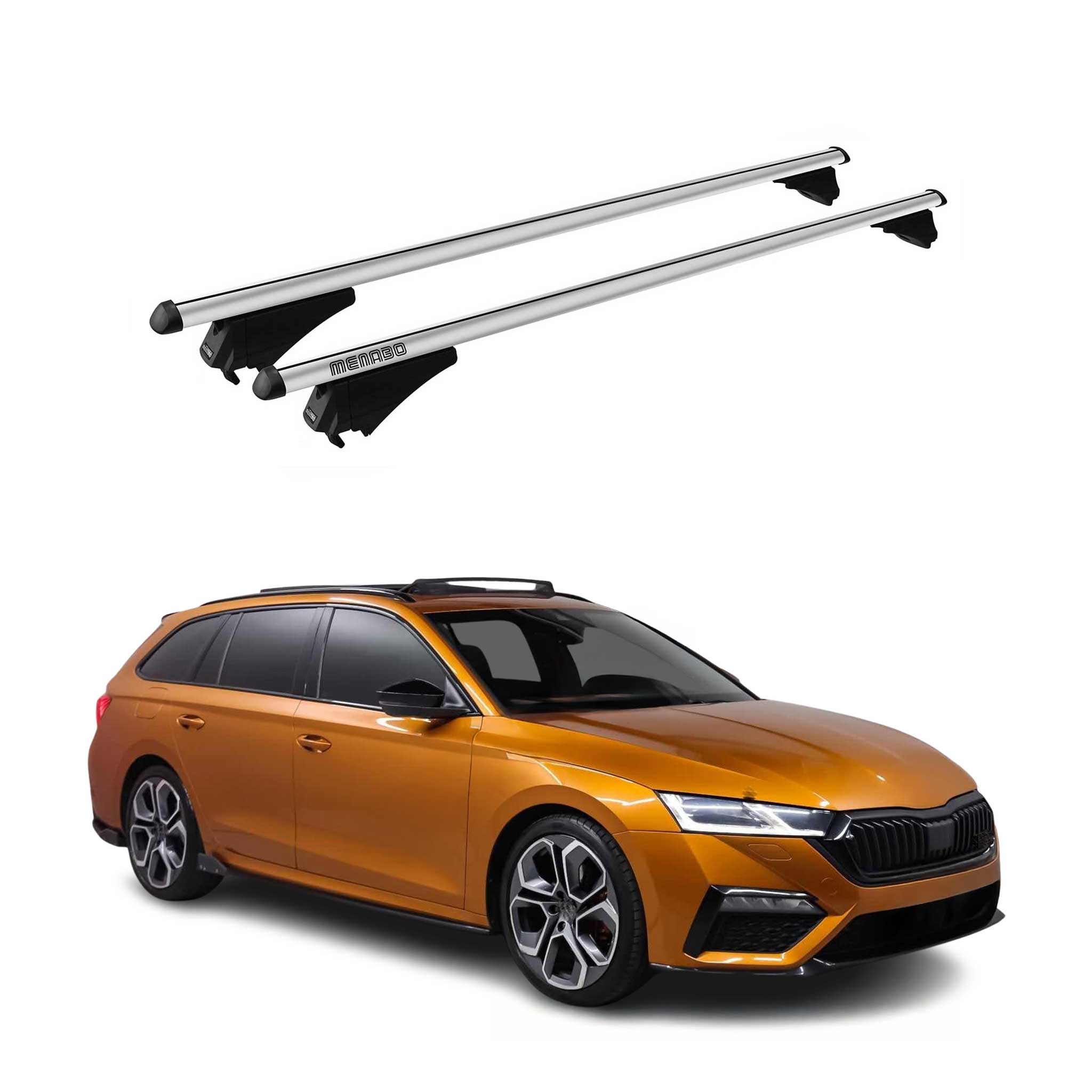 Menabo Barras de Techo Coche Baca para Skoda Octavia Wagon 2020-2025 Gris Alu 2x