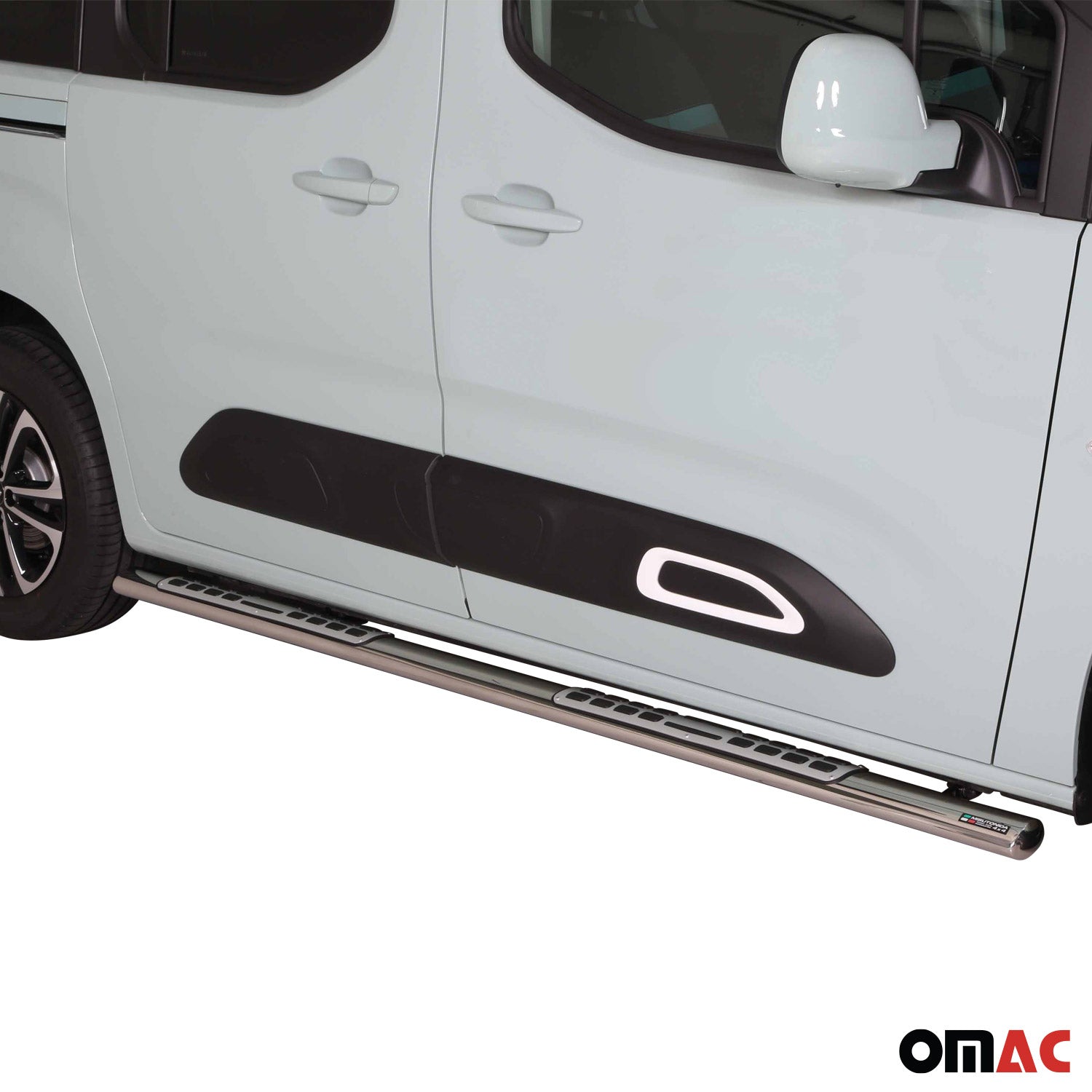 Par de Estribos Barras Laterales para Citroen Berlingo 2018-2025 Plata Acero 2x