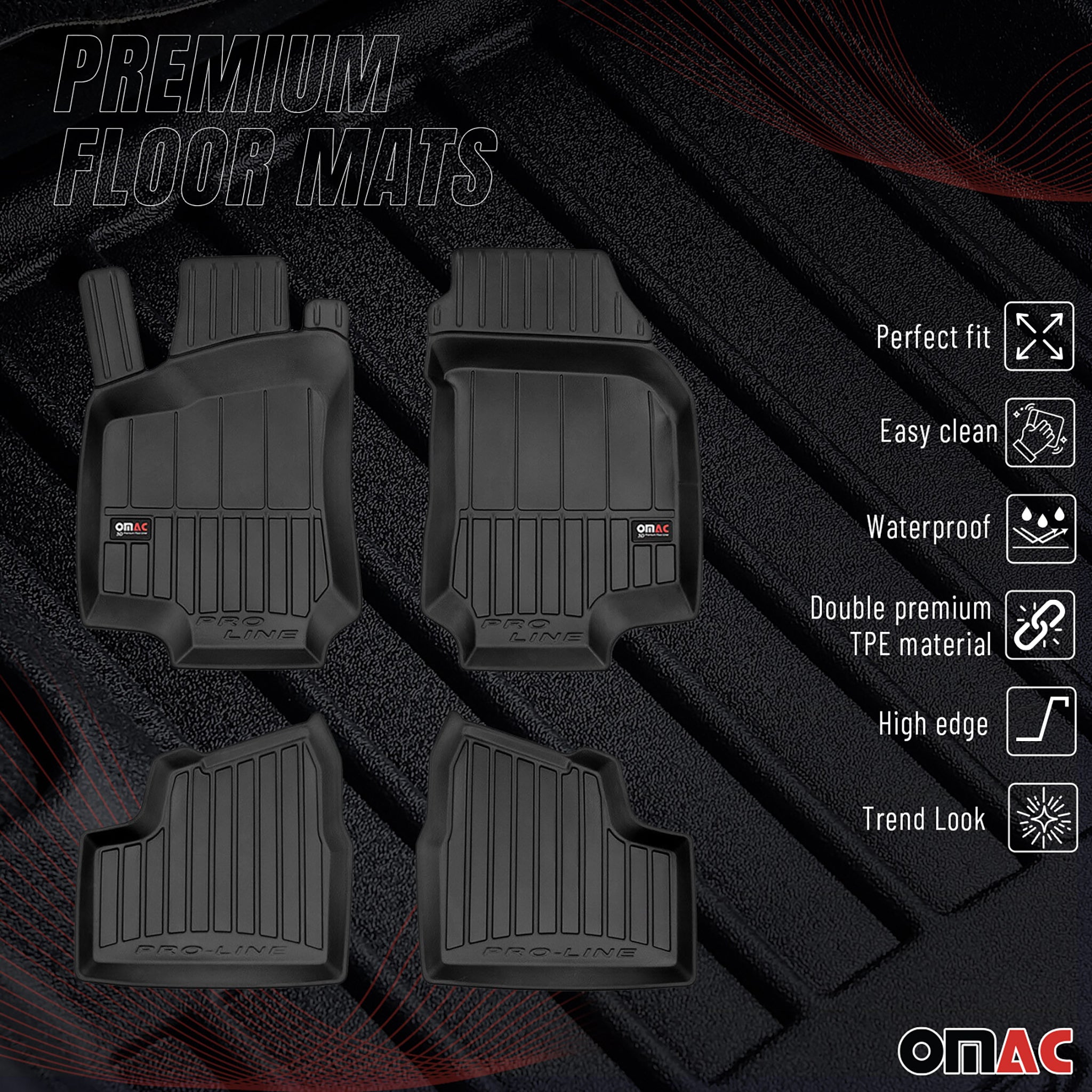 OMAC Premium Alfombrillas De Coche para Opel Astra G Caravan 1998-2009 Goma 4x