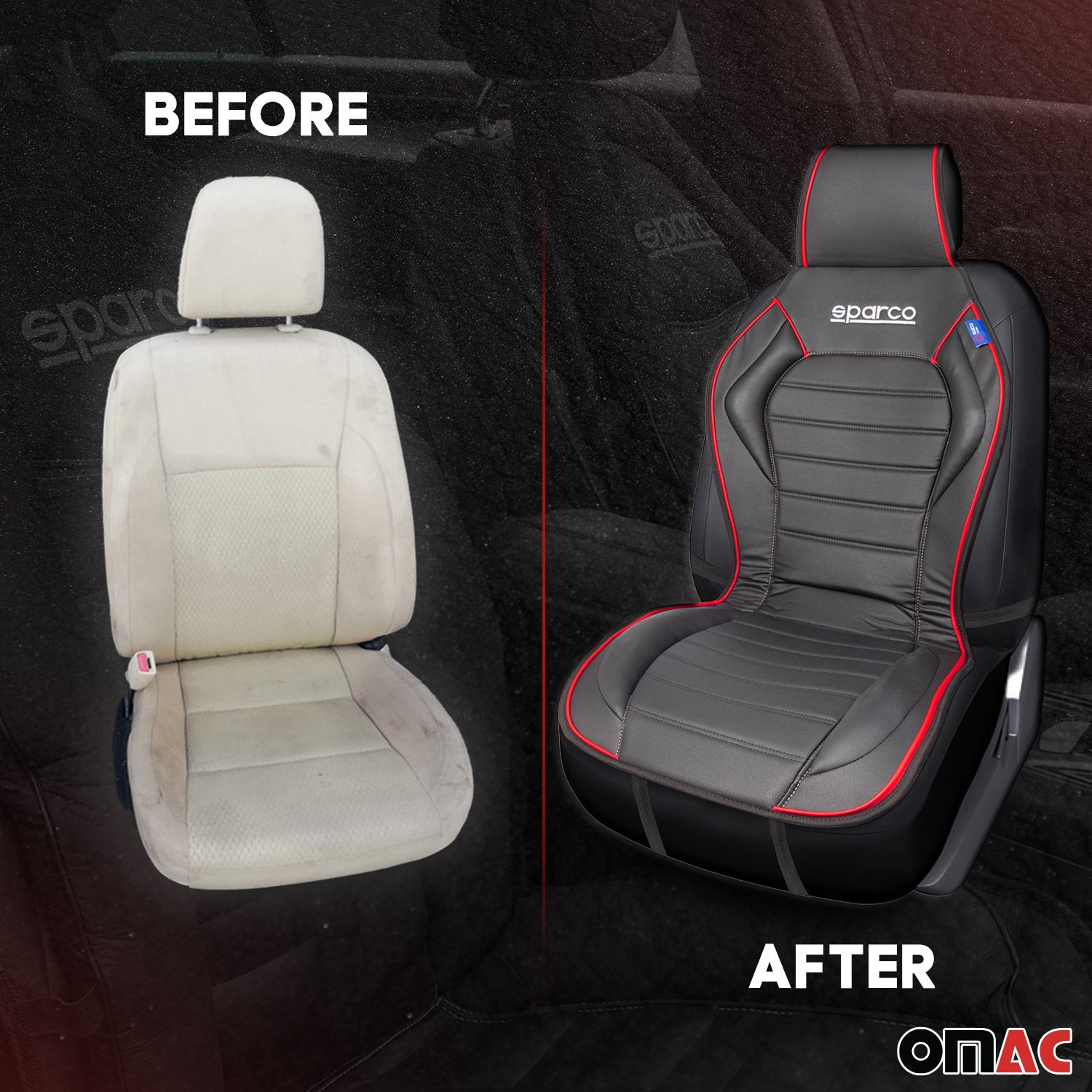 Sparco Funda de Asiento para Automóvil Universal Negro&Rojo