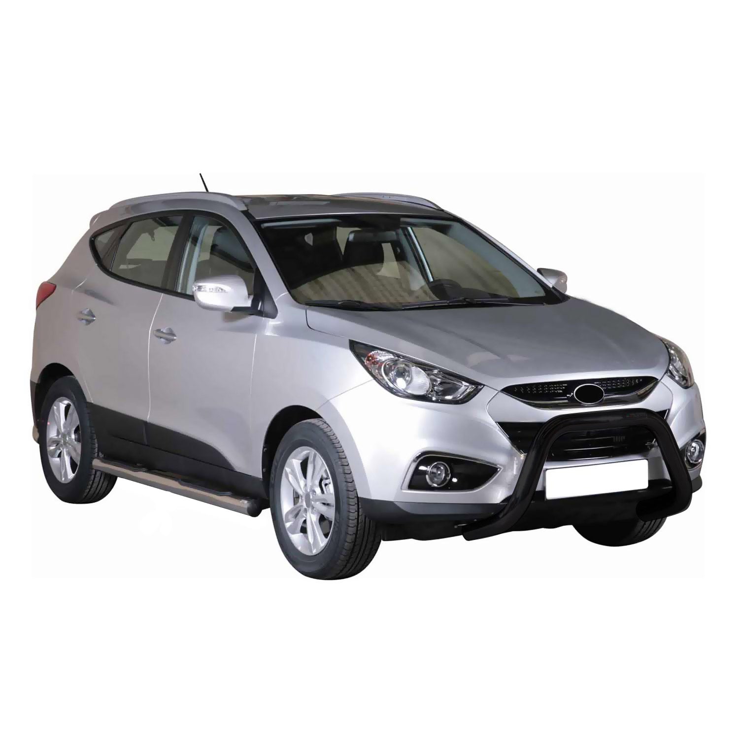 Bull Barra Frontal para Hyundai ix35 2009-2015 Negro Brillante Acero