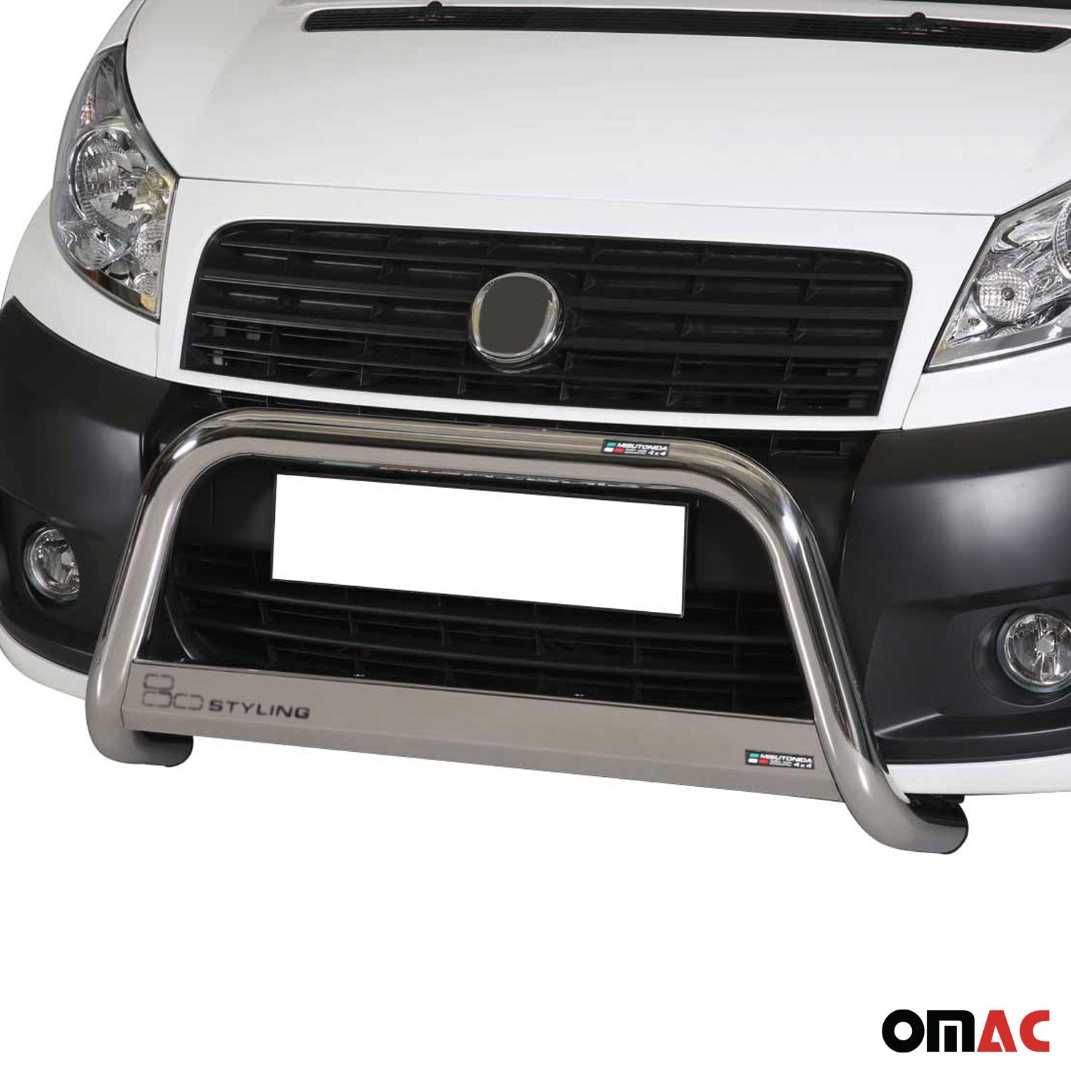 Bull Barra Frontal para Fiat Scudo 2007-2016 Plata Brillante Acero 1Pza