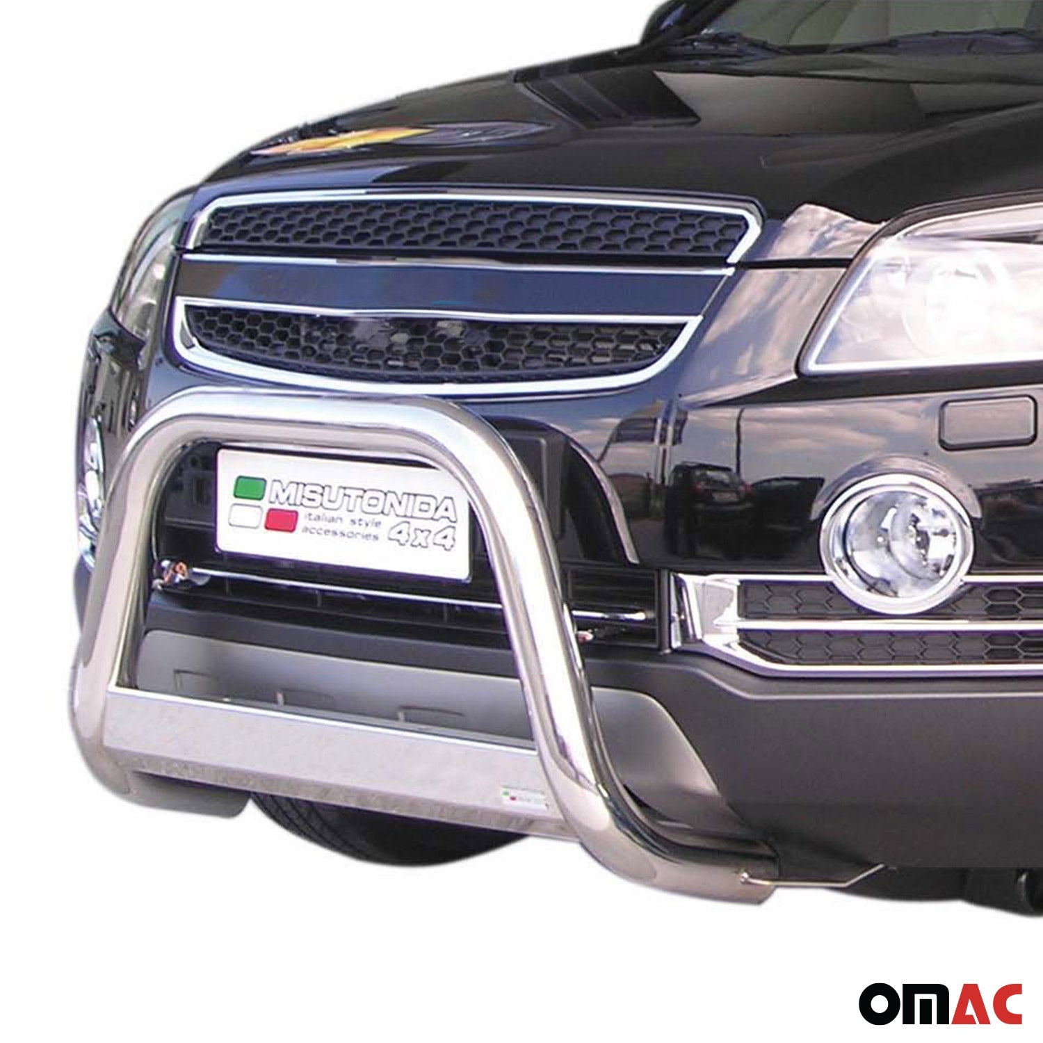 Bull Barra Frontal para Chevrolet Captiva 2006-2010 Plata Brillante Acero 1Pza