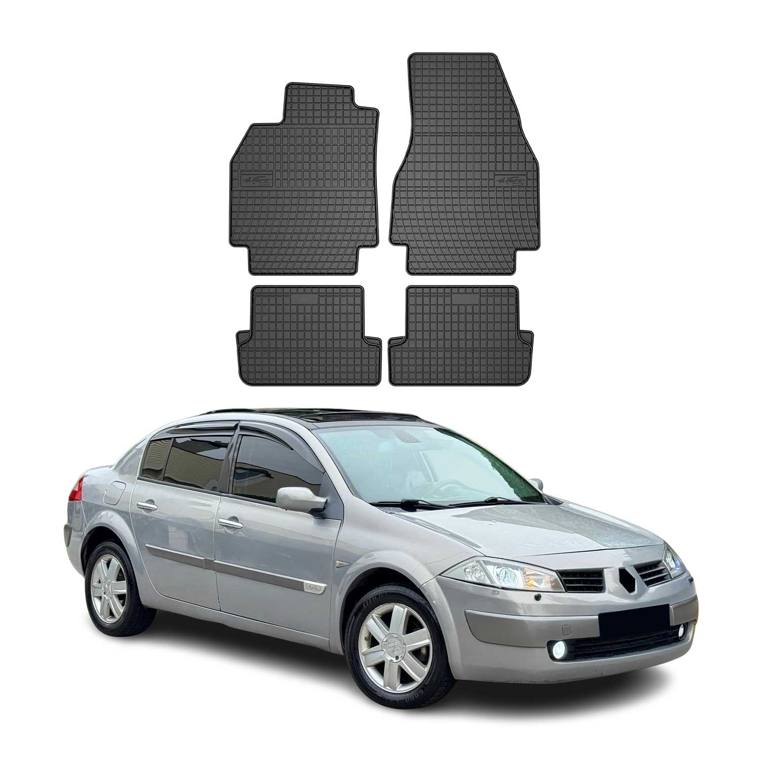 OMAC Alfombrillas De Coche para Renault Megane 2002-2008 Negro Goma 4Pza