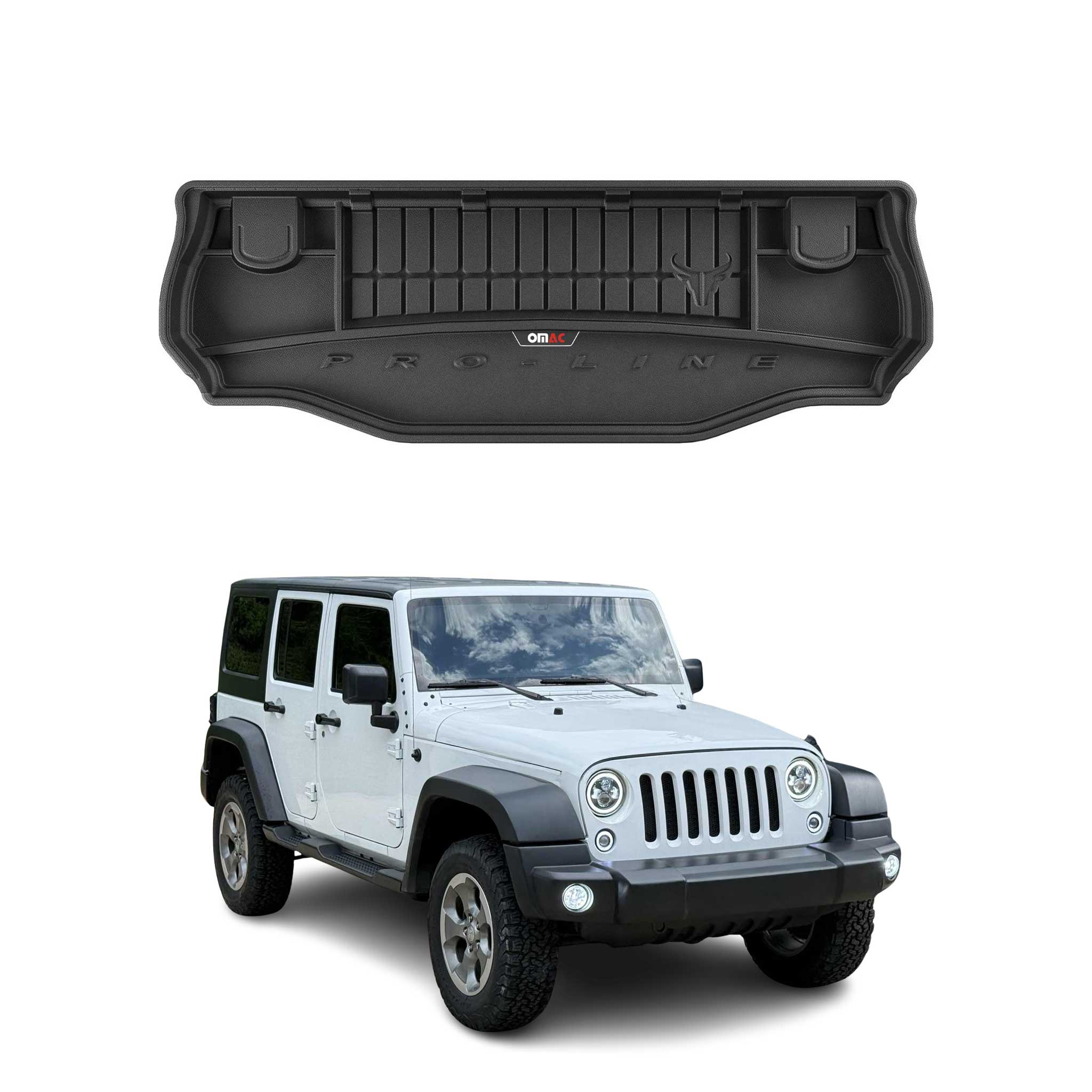 OMAC Premium Bandeja Maletero Alfombrilla para Jeep Wrangler JK 2007-2018 TPE