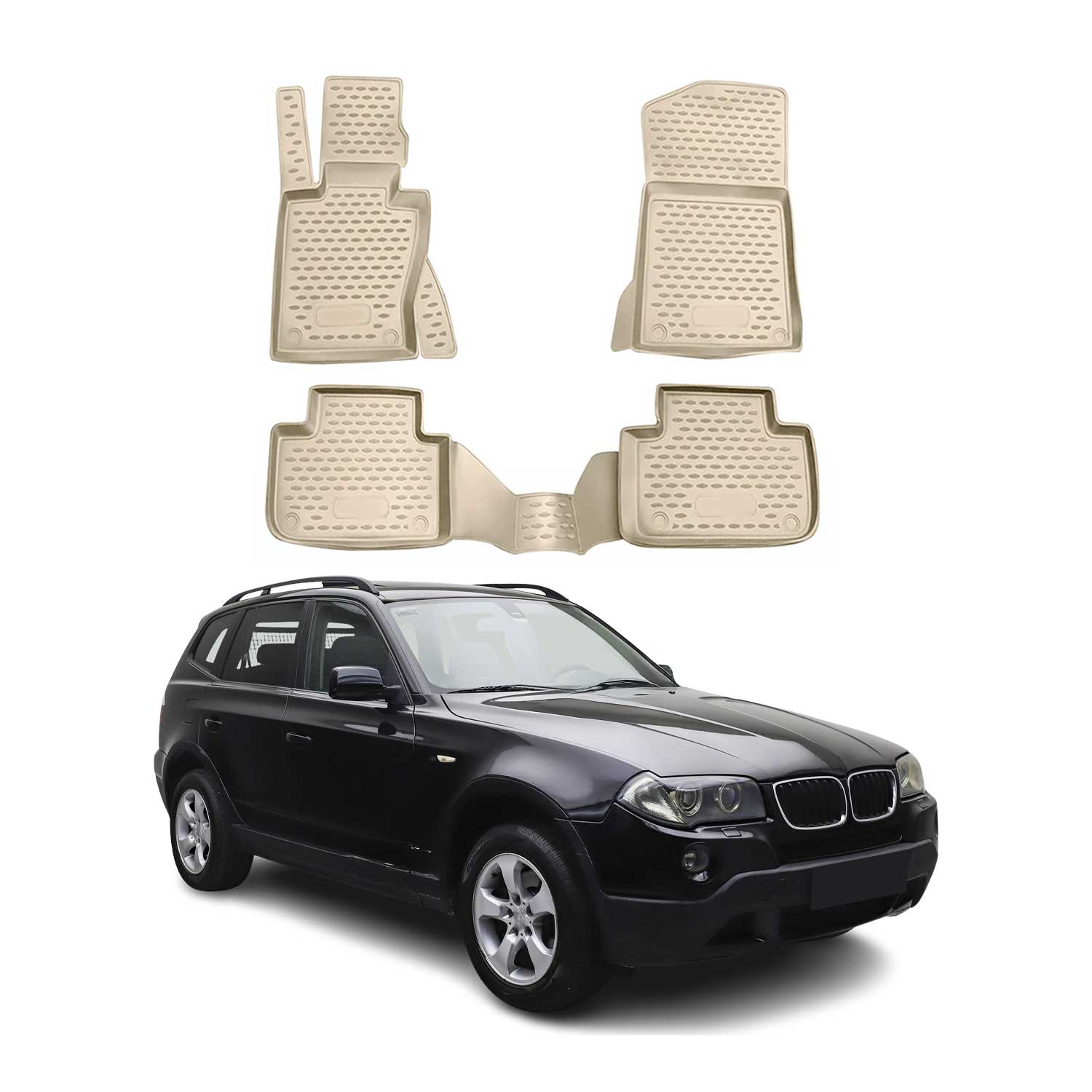 OMAC Alfombrillas De Coche para BMW X3 E83 2003-2010 Beige Goma TPE 4Pza