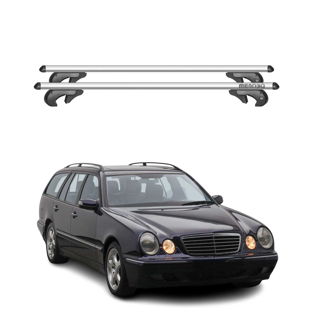 Menabo Barras de Techo Baca para Mercedes E Class Break S210 1995-2002 Gris Alu
