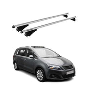Menabo Barras Techo Coche Baca para Seat Alhambra 2015-2020 Gris Aluminio 2Pza