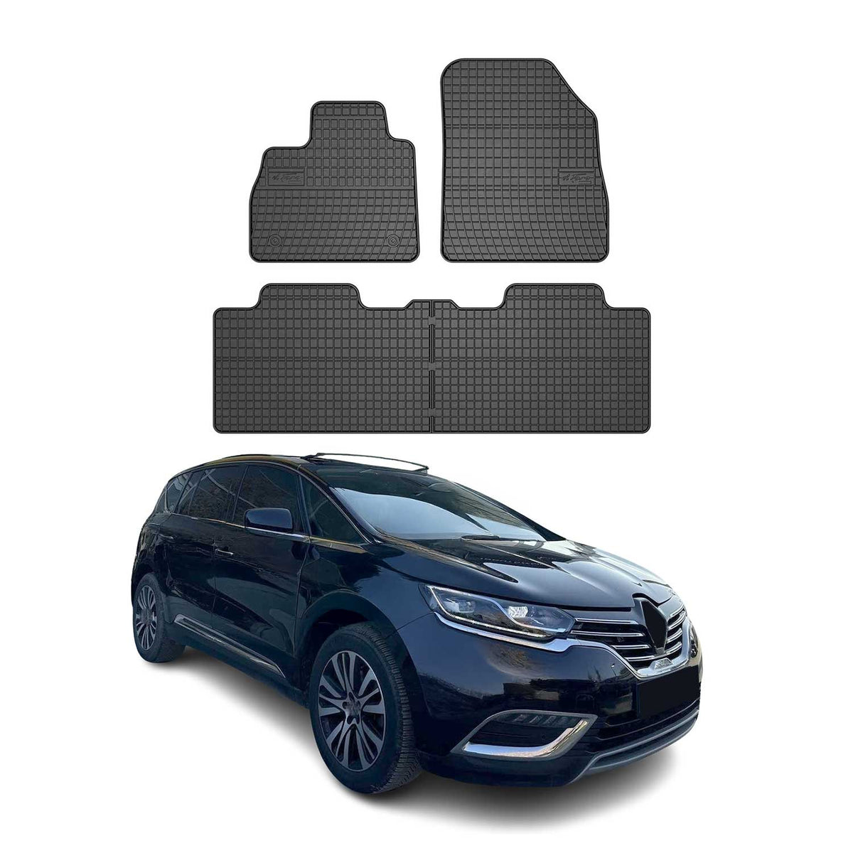 OMAC Alfombrillas De Coche para Renault Espace 2014-2020 Negro Goma 4Pza
