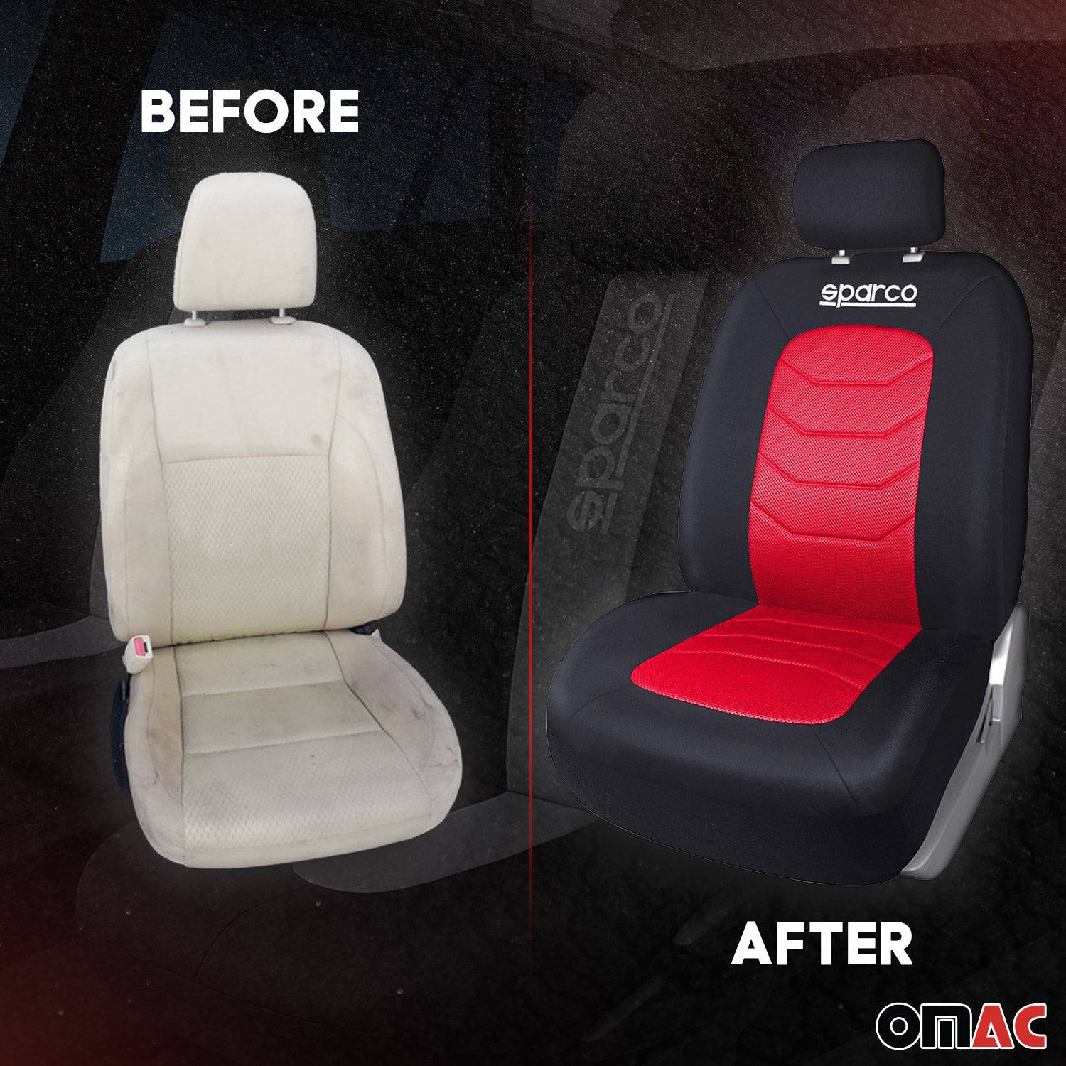 Sparco Funda de Asiento Universal Negro Rojo Poliéster Delantero Trasero