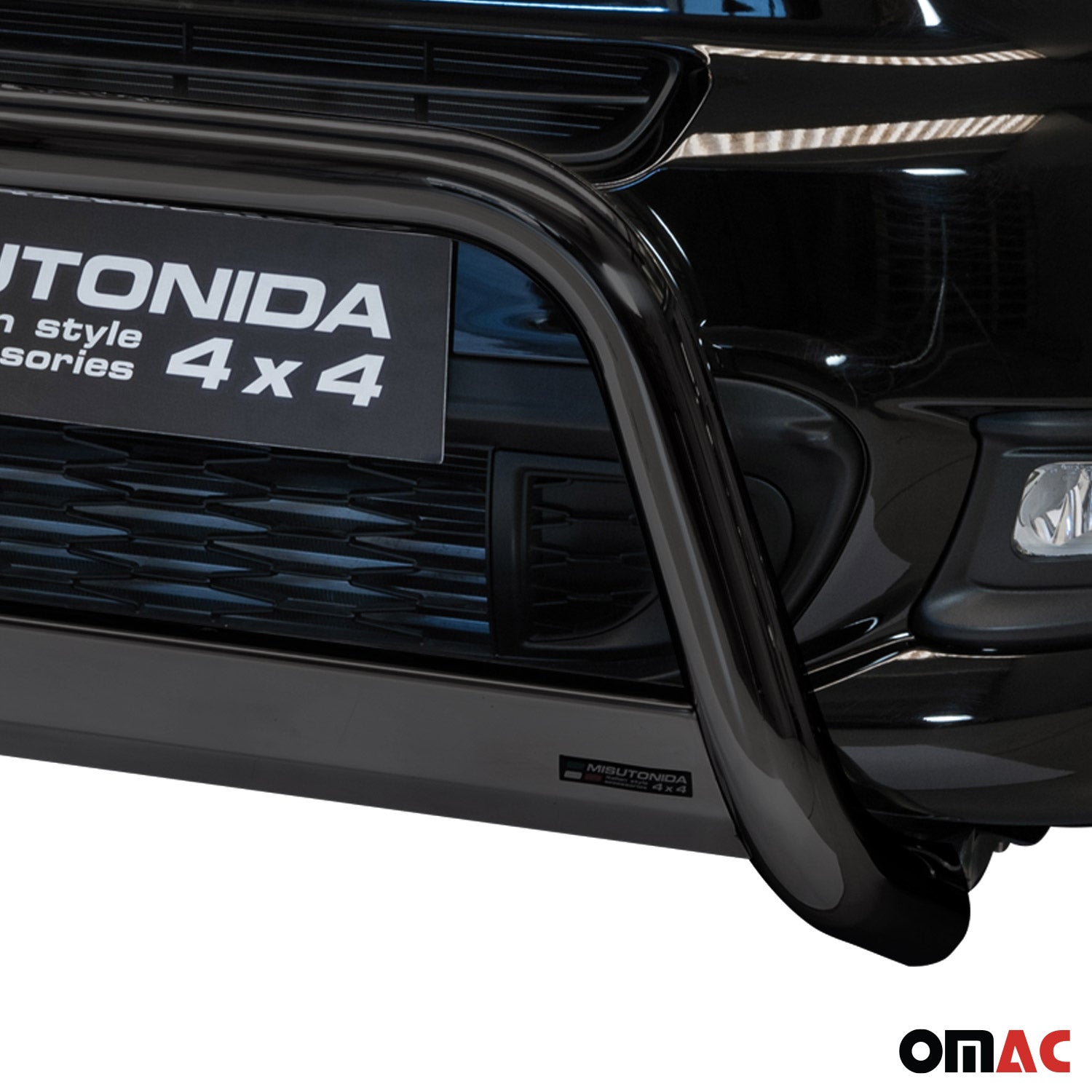 Bull Barra Frontal para Fiat 500X 2014-2018 Negro Brillante Acero 1Pza