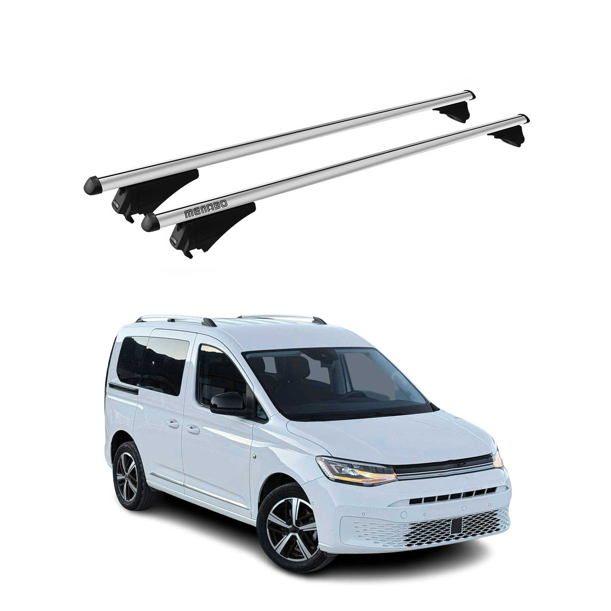 Menabo Barras de Techo Coche Baca para VW Caddy 2021-2025 Gris Aluminio 2Pza