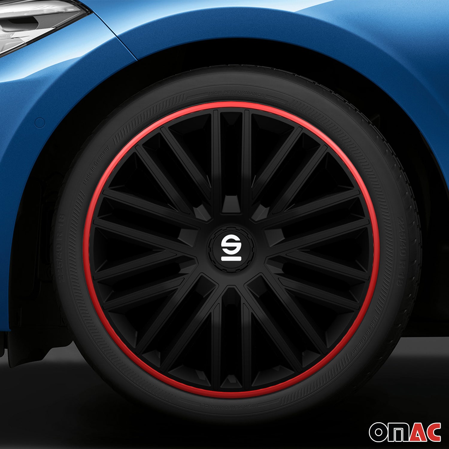 Sparco Tapacubos 15 Pulgadas Universal Negro Rojo ABS Plástico