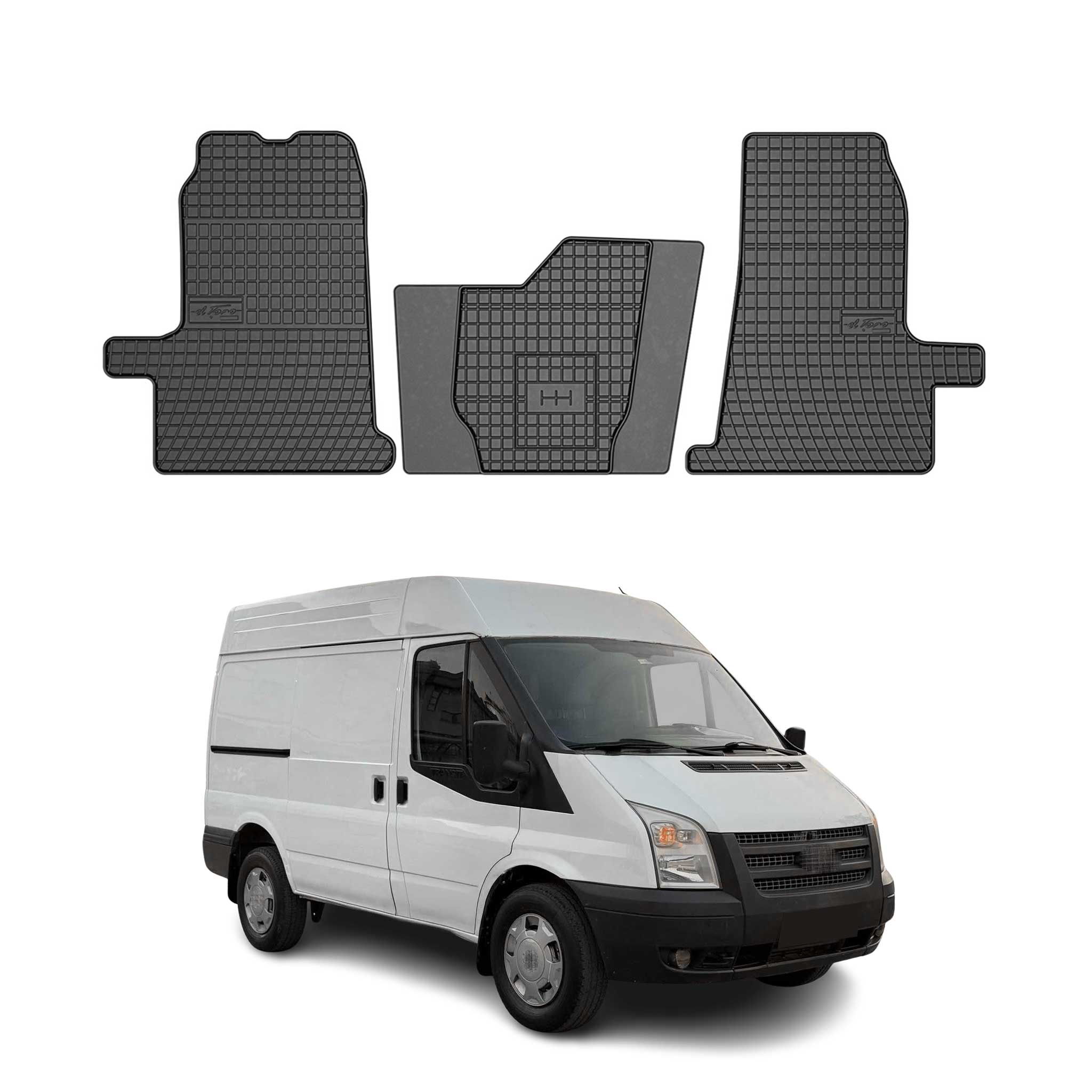 OMAC Alfombrillas De Coche para Ford Transit 2000-2013 Negro Goma 3Pza