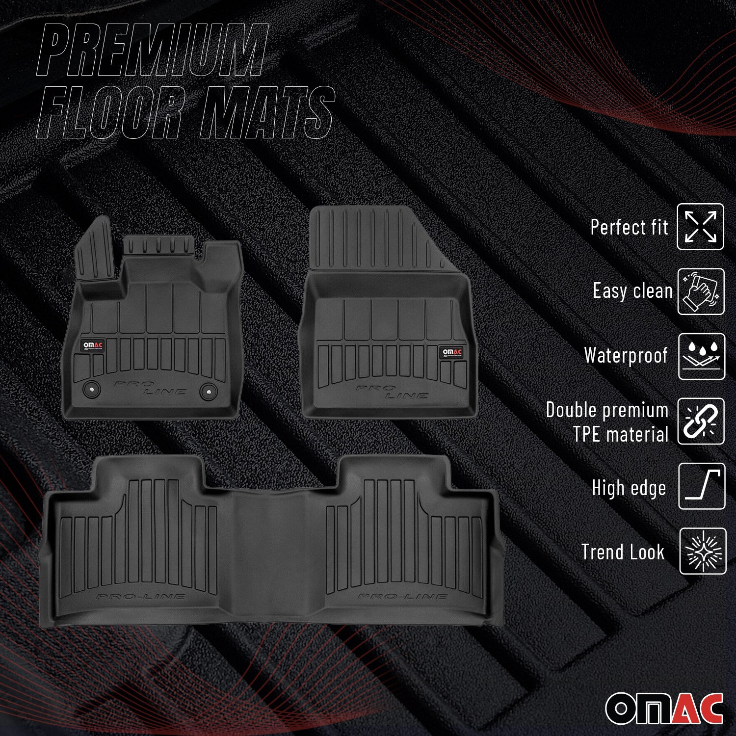 OMAC Premium Alfombrillas De Coche para Renault Espace 2015-2020 TPE Goma 3x