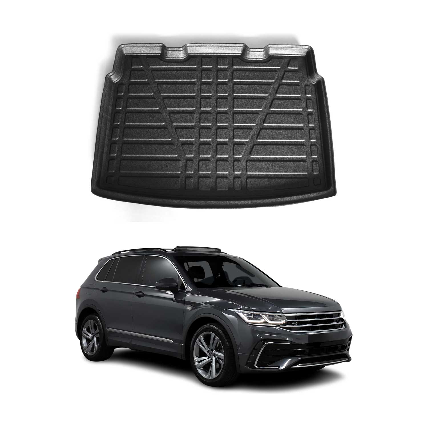 OMAC Bandeja Maletero Alfombrilla para VW Tiguan 2016-2025 Negro Goma TPE 1Pza