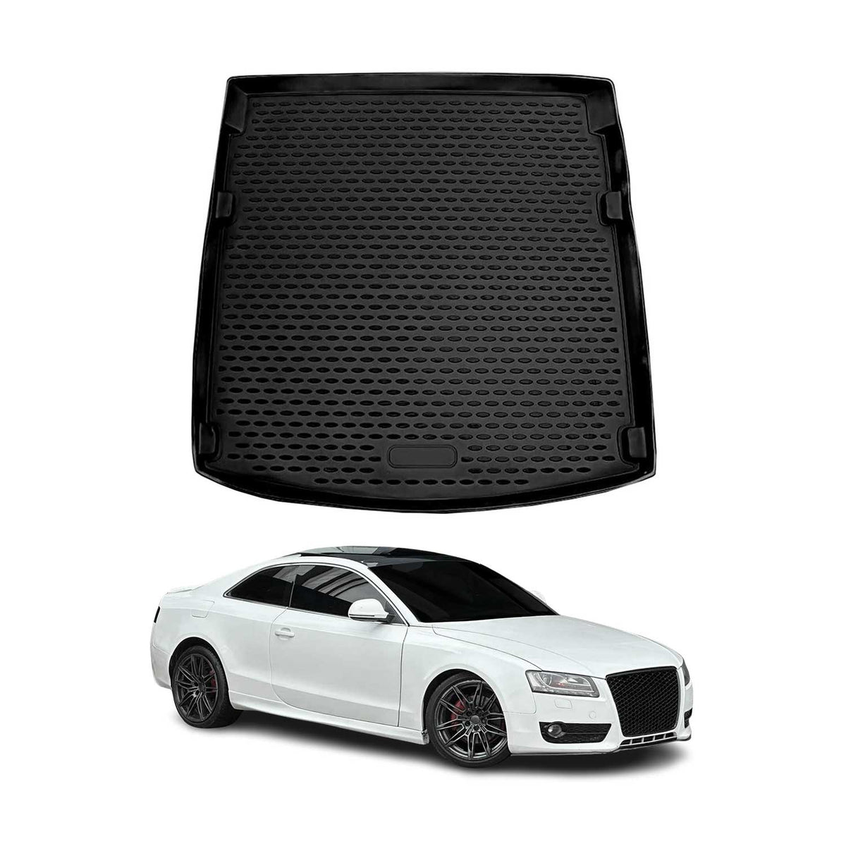 OMAC Bandeja Maletero Alfombrilla para Audi A5 Cupé 2007-2017 Negro Goma TPE