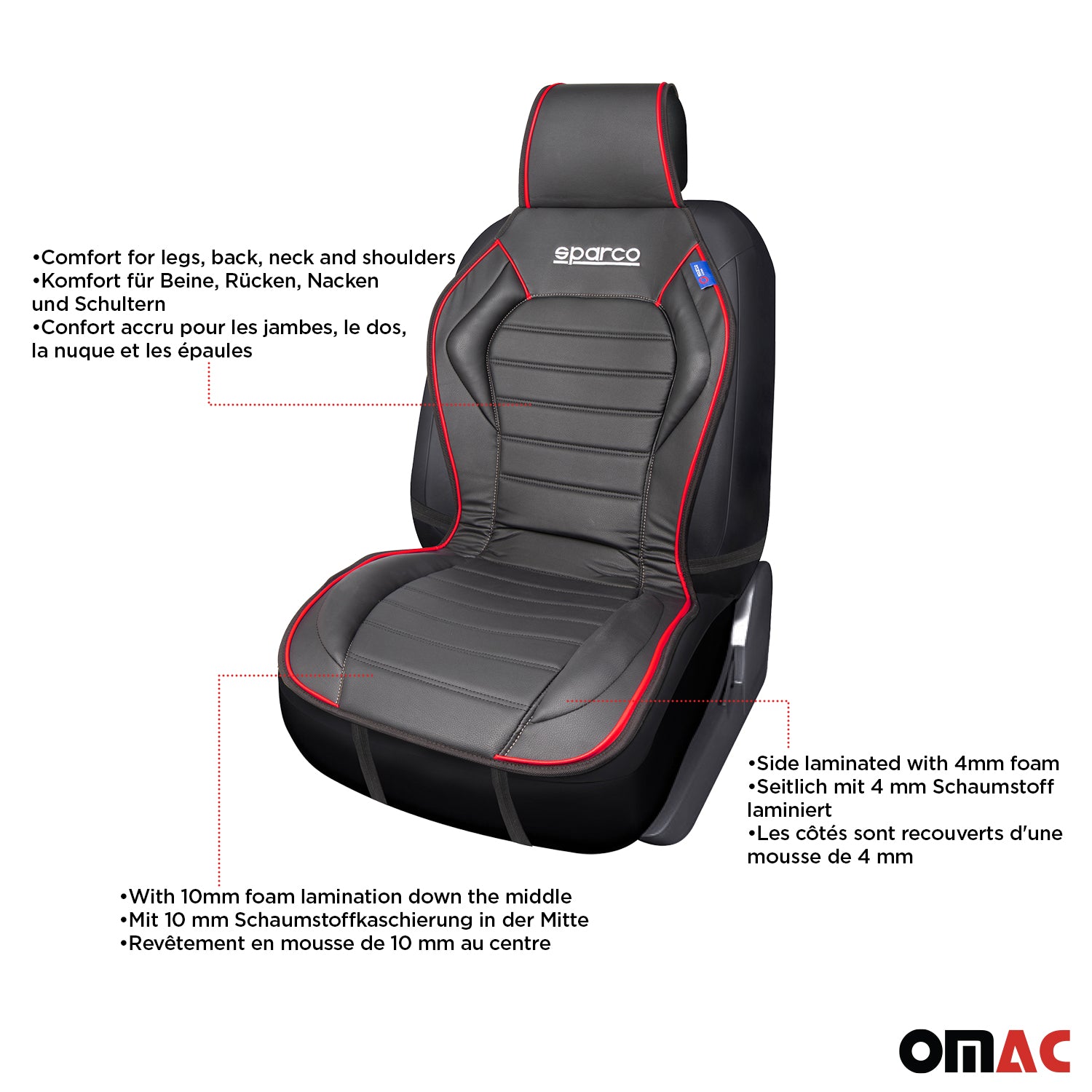 Sparco Funda de Asiento para Automóvil Universal Negro&Rojo