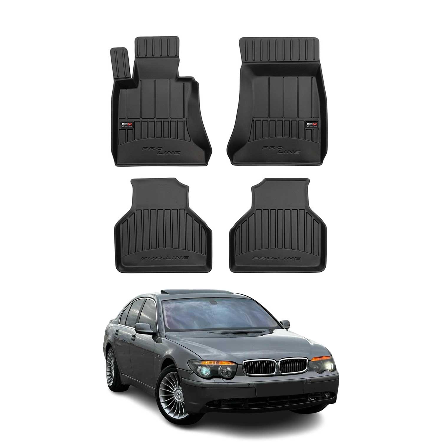 OMAC Premium Alfombrillas De Coche para BMW Serie 7 E65 E66 E67 2001-2009 TPE 4x
