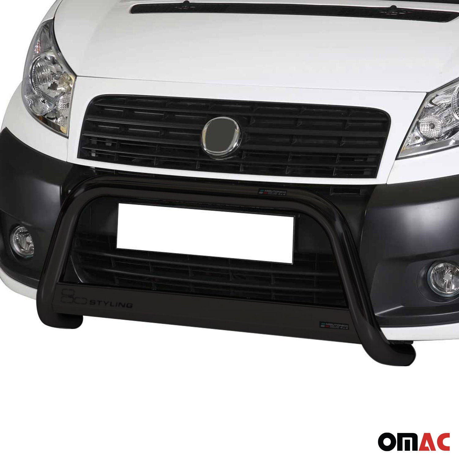Bull Barra Frontal para Fiat Scudo 2007-2016 Negro Brillante Acero 1Pza