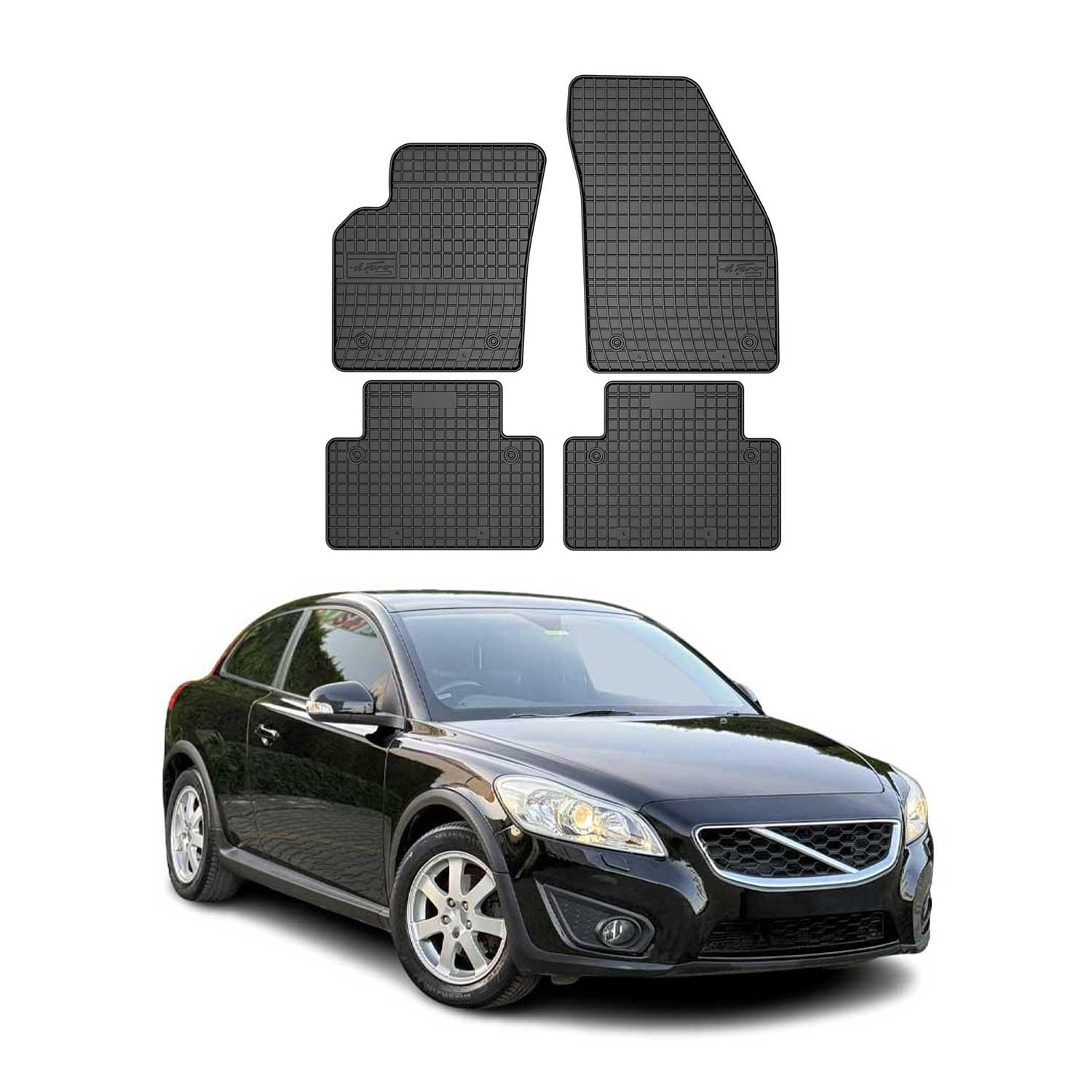 OMAC Alfombrillas De Coche para Volvo C30 2006-2012 Negro Goma 4Pza