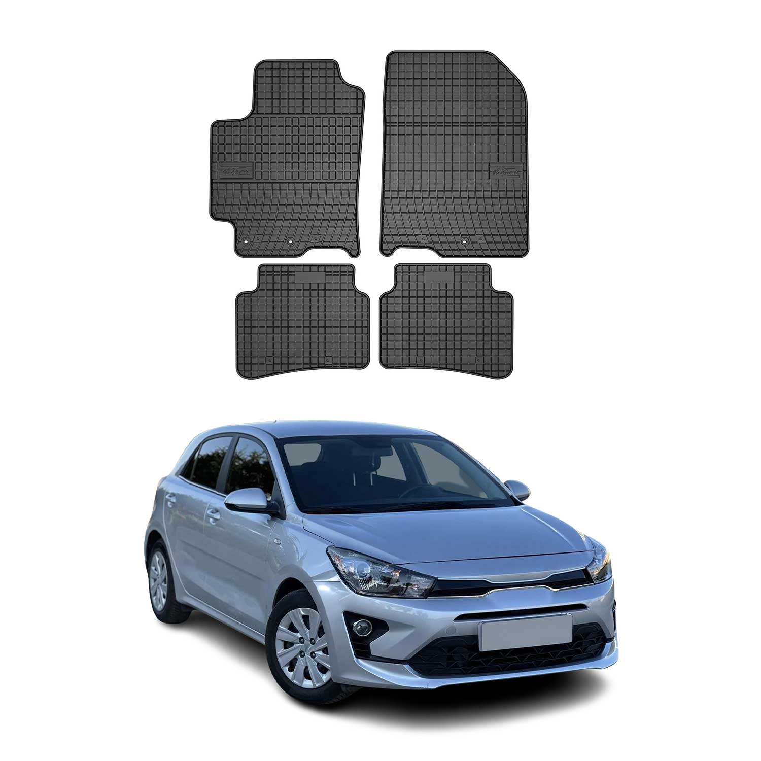 OMAC Alfombrillas De Coche para Kia Rio 2017-2025 Negro Goma 4Pza