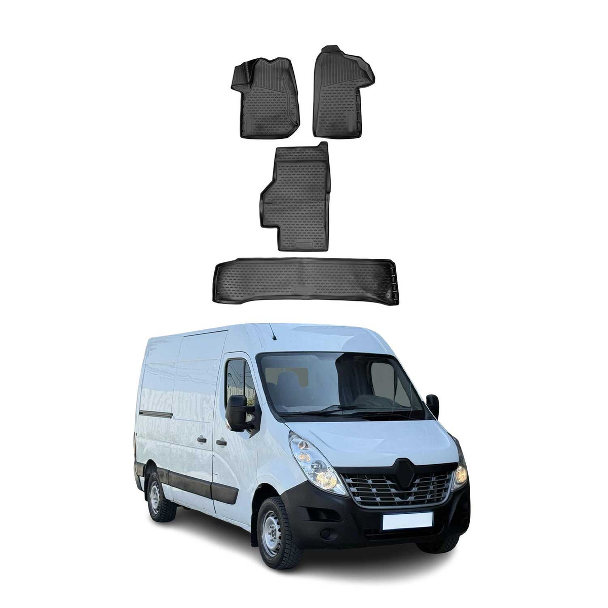 OMAC Alfombrillas De Coche para Renault Master 2010-2024 Negro Goma TPE 4Pza