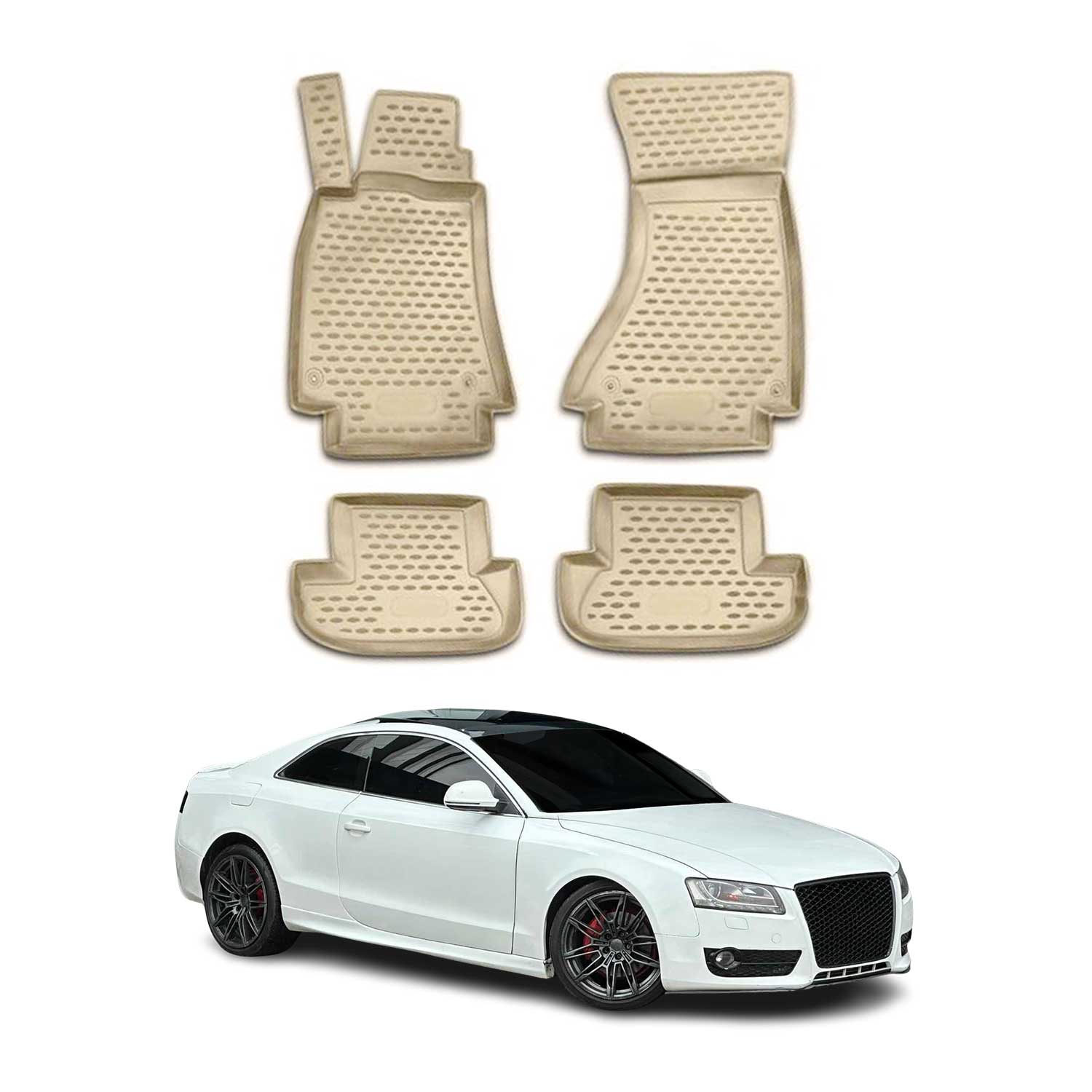 OMAC Alfombrillas De Coche para Audi A5 8T Cupé Cabrio 2007-2017 Beige TPE 4Pza